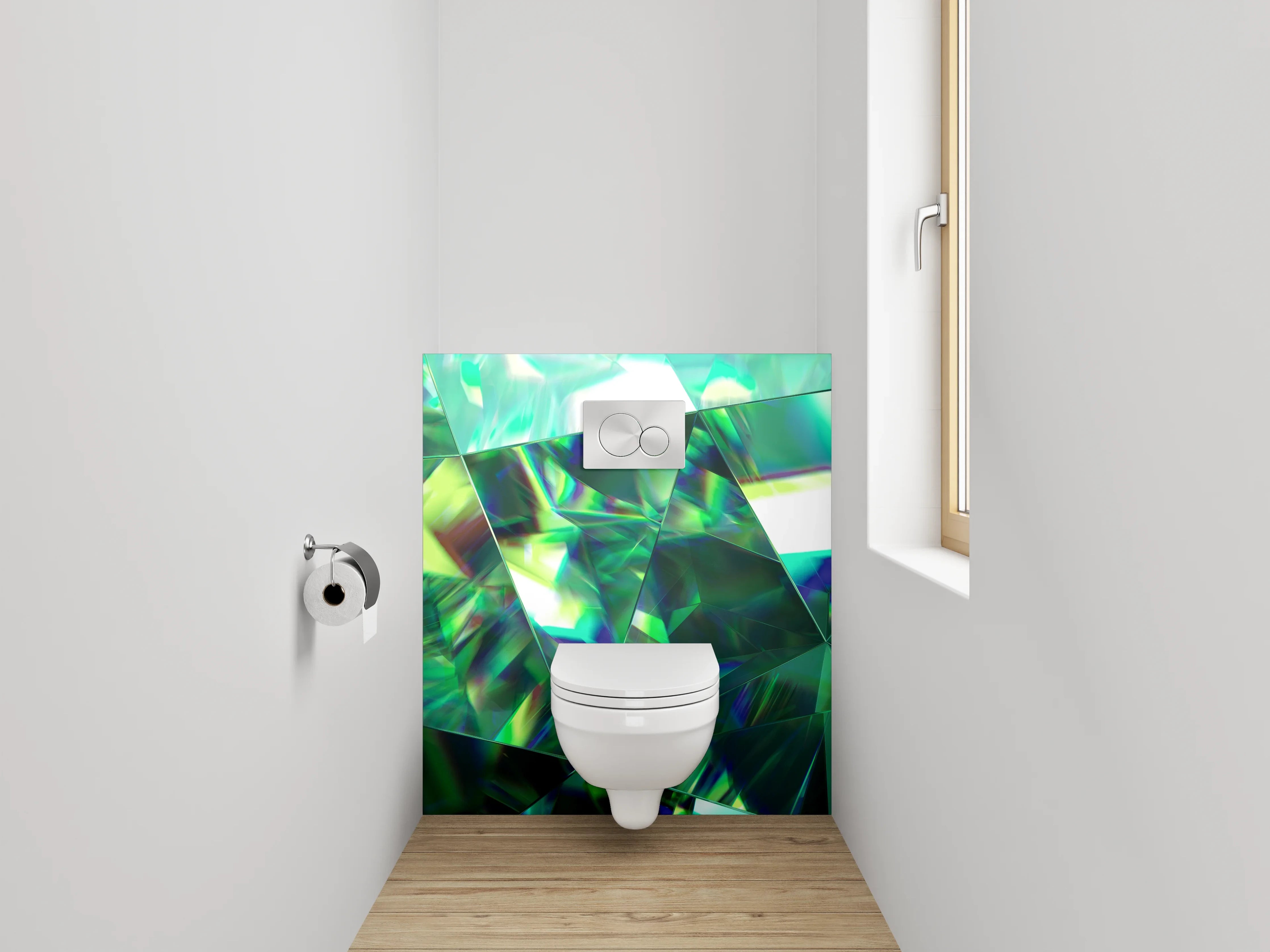 WC-Rückwand - Kristallgrün Abstrakt Edelsteinoptik