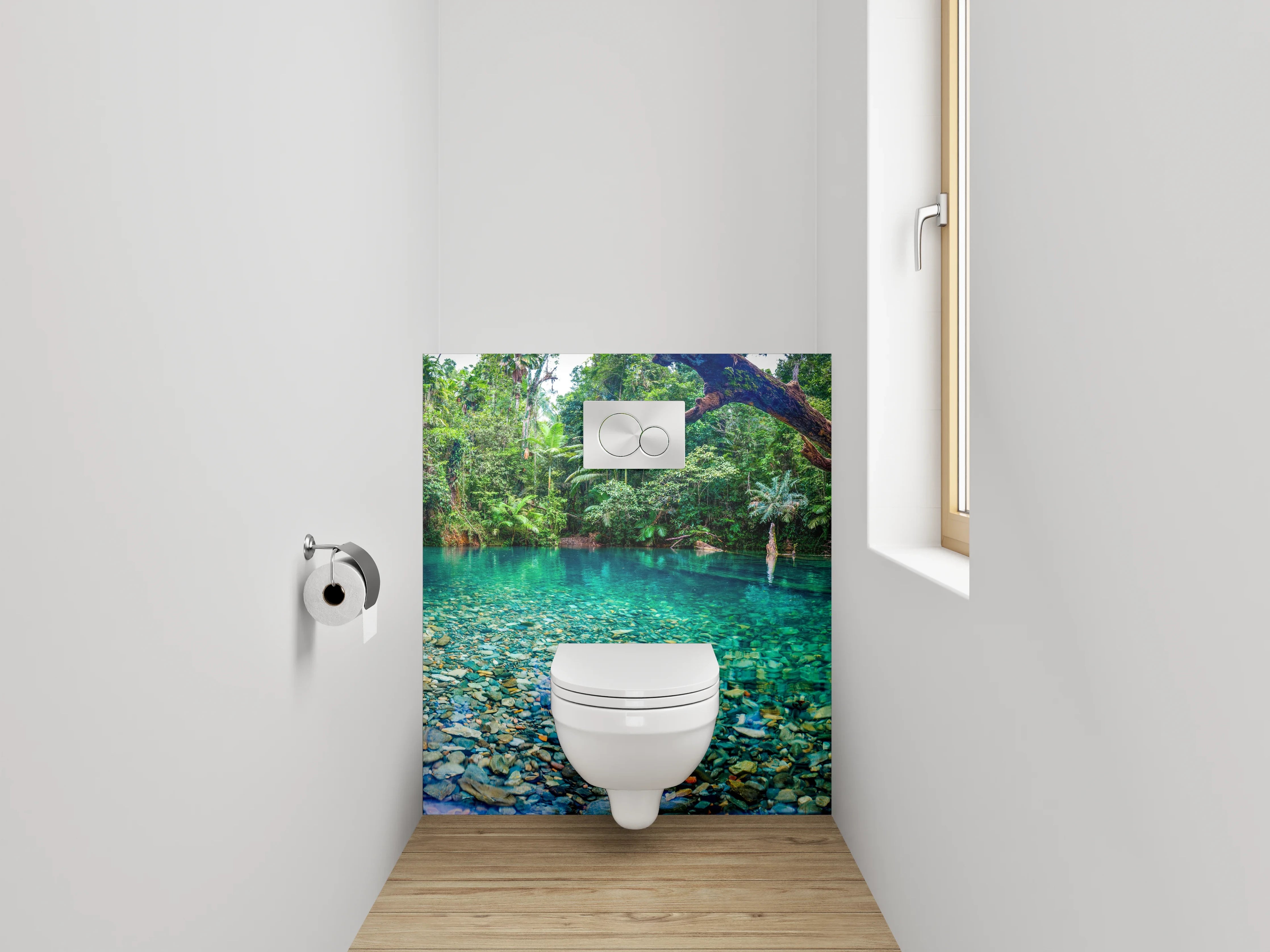 WC-Rückwand - Kristallklarer Dschungelsee Panorama