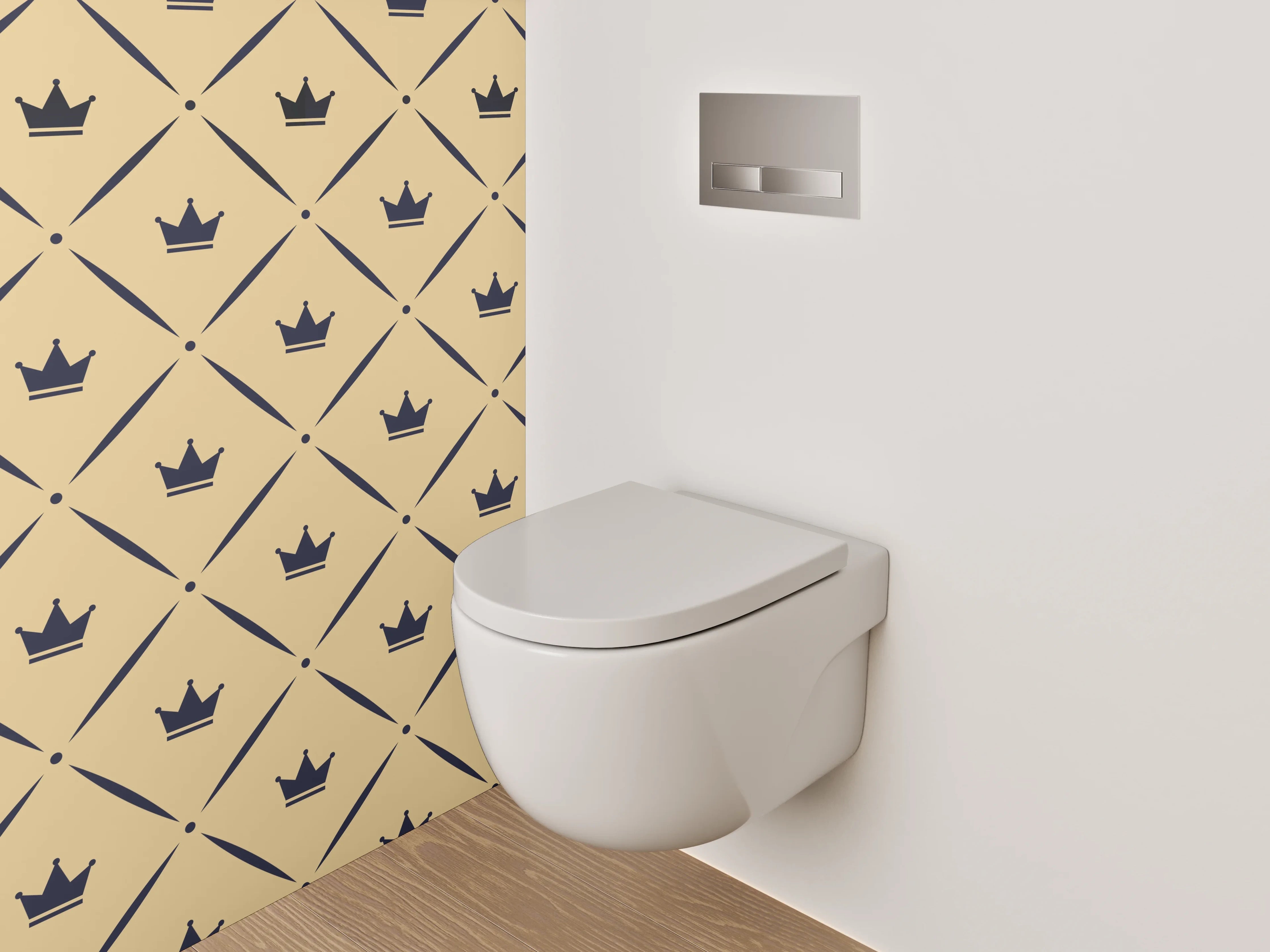 WC-Rückwand - Krone Muster Beige Schwarz