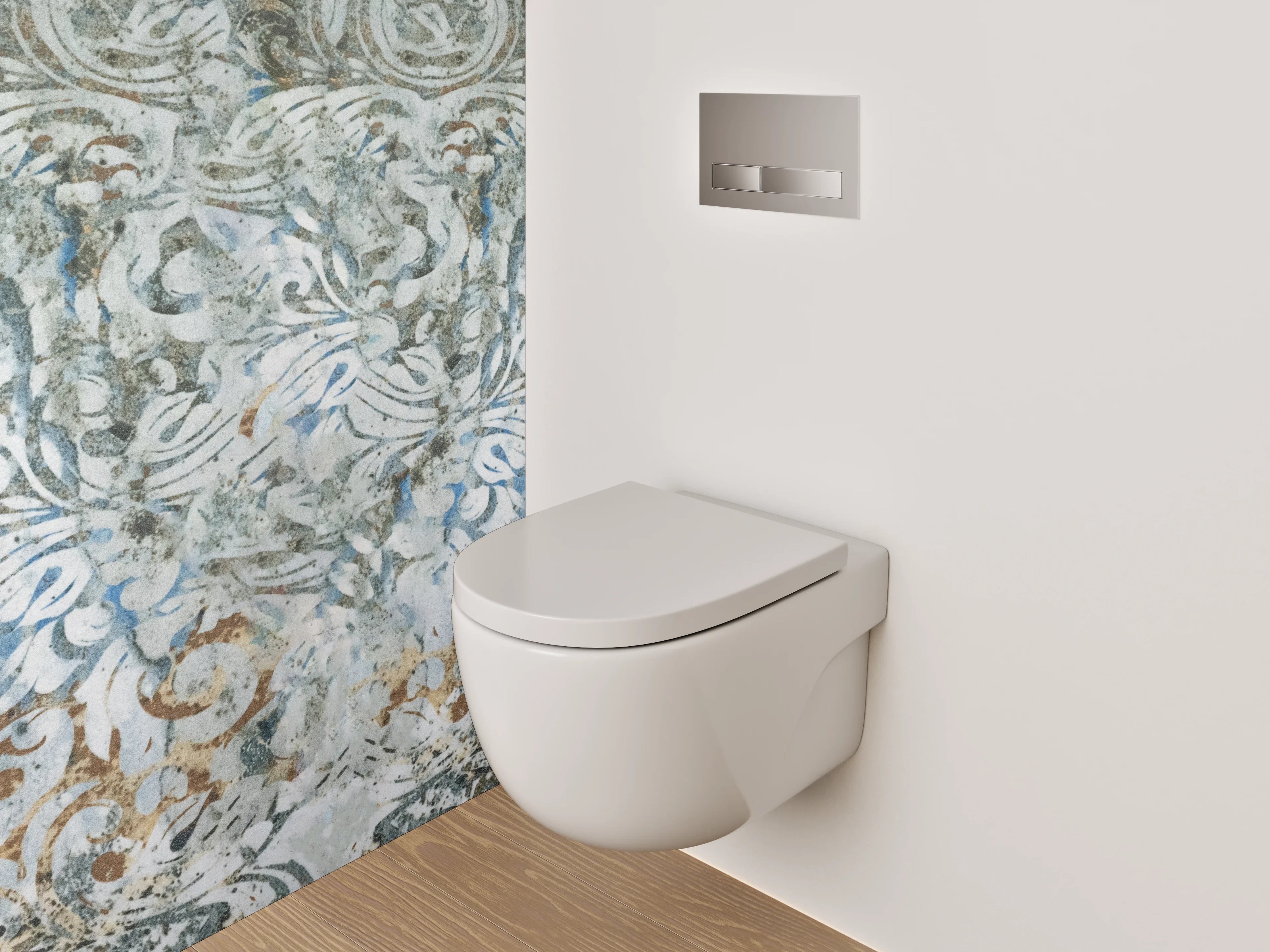 WC-Rückwand - Künstlerische Ornamente in Vintage-Optik