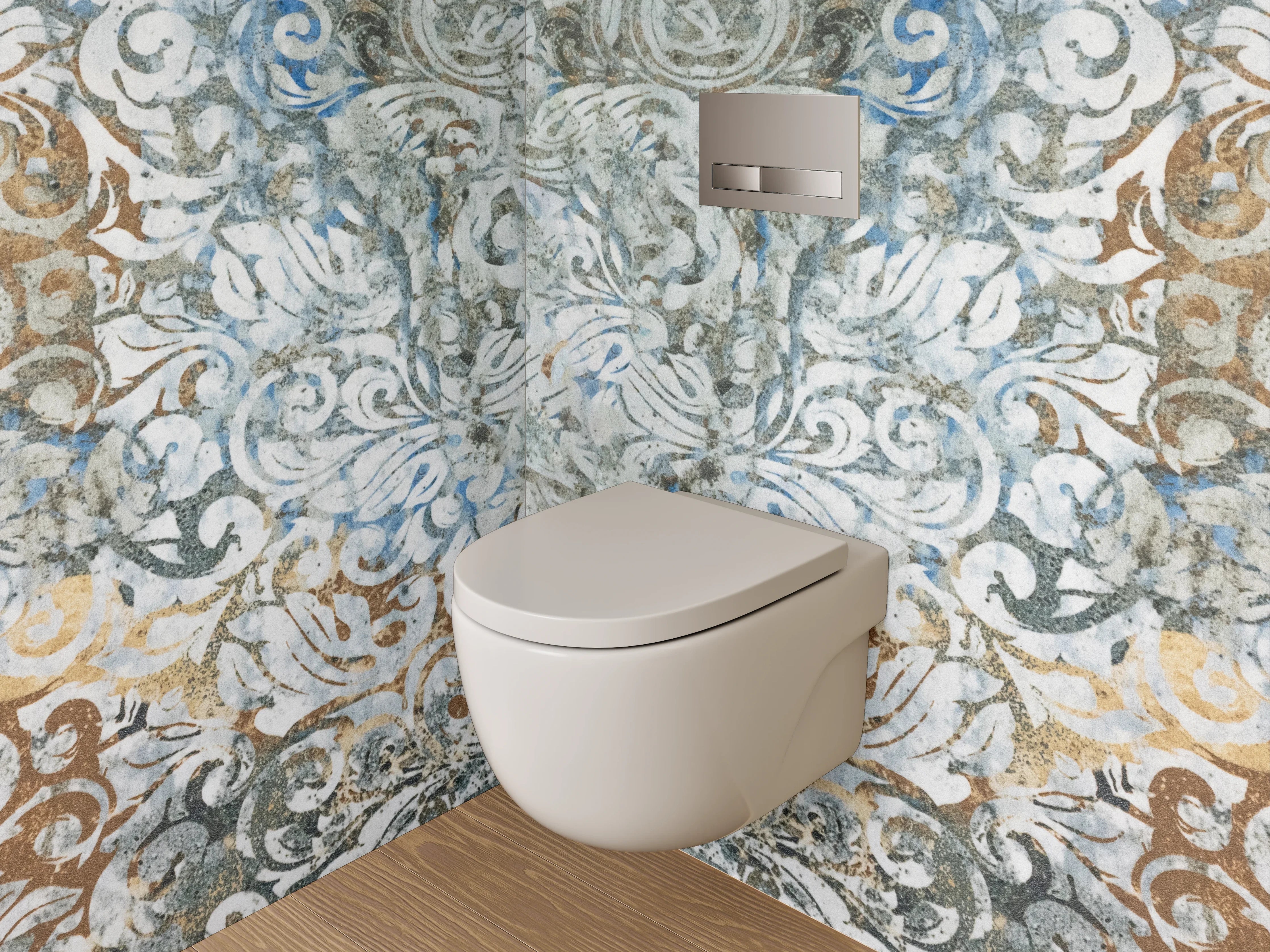 WC-Rückwand - Künstlerische Ornamente in Vintage-Optik