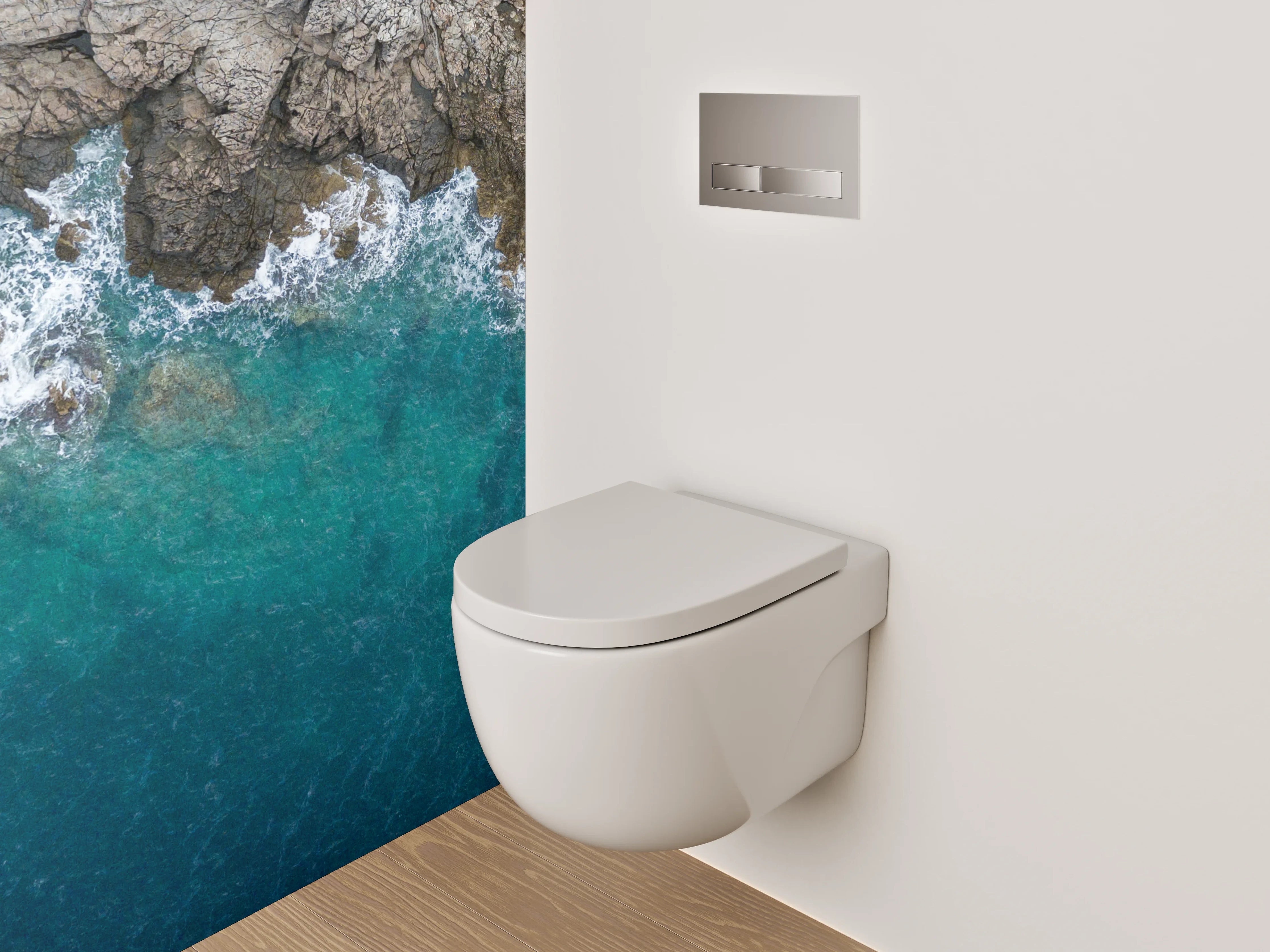 WC-Rückwand - Küste und Meer aus der Vogelperspektive