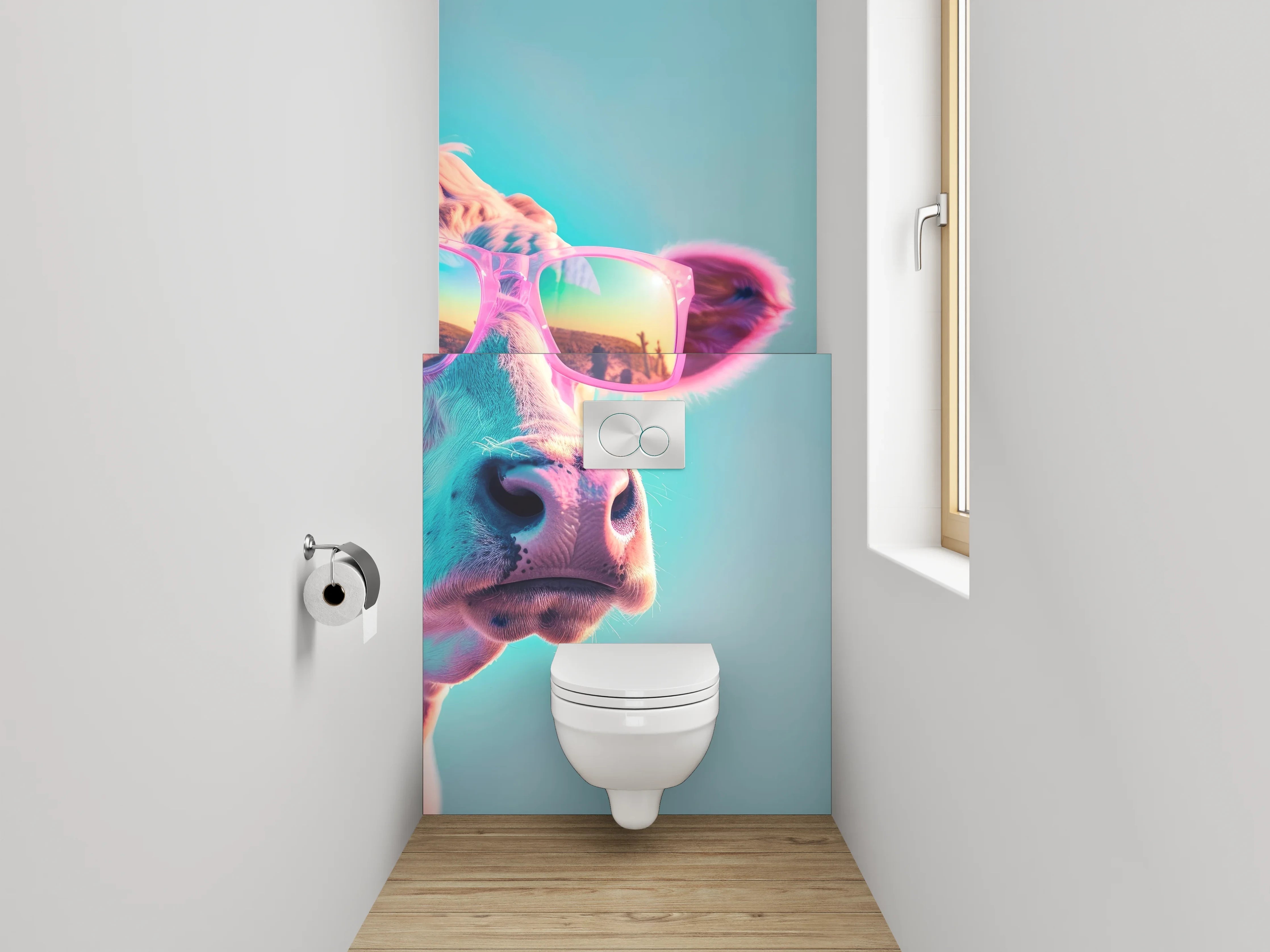 WC-Rückwand - Kuh mit Sonnenbrille Pop Art