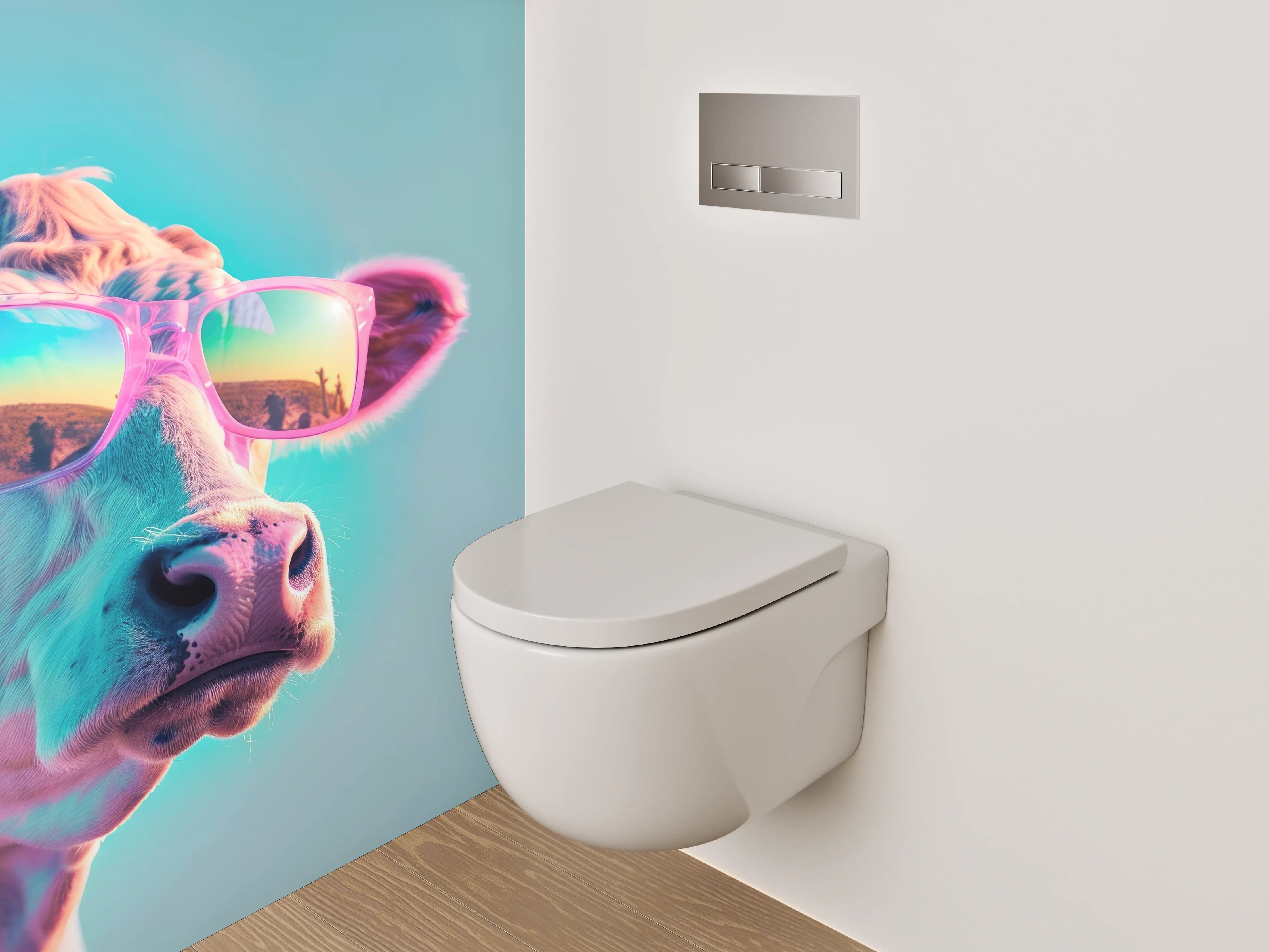 WC-Rückwand - Kuh mit Sonnenbrille Pop Art