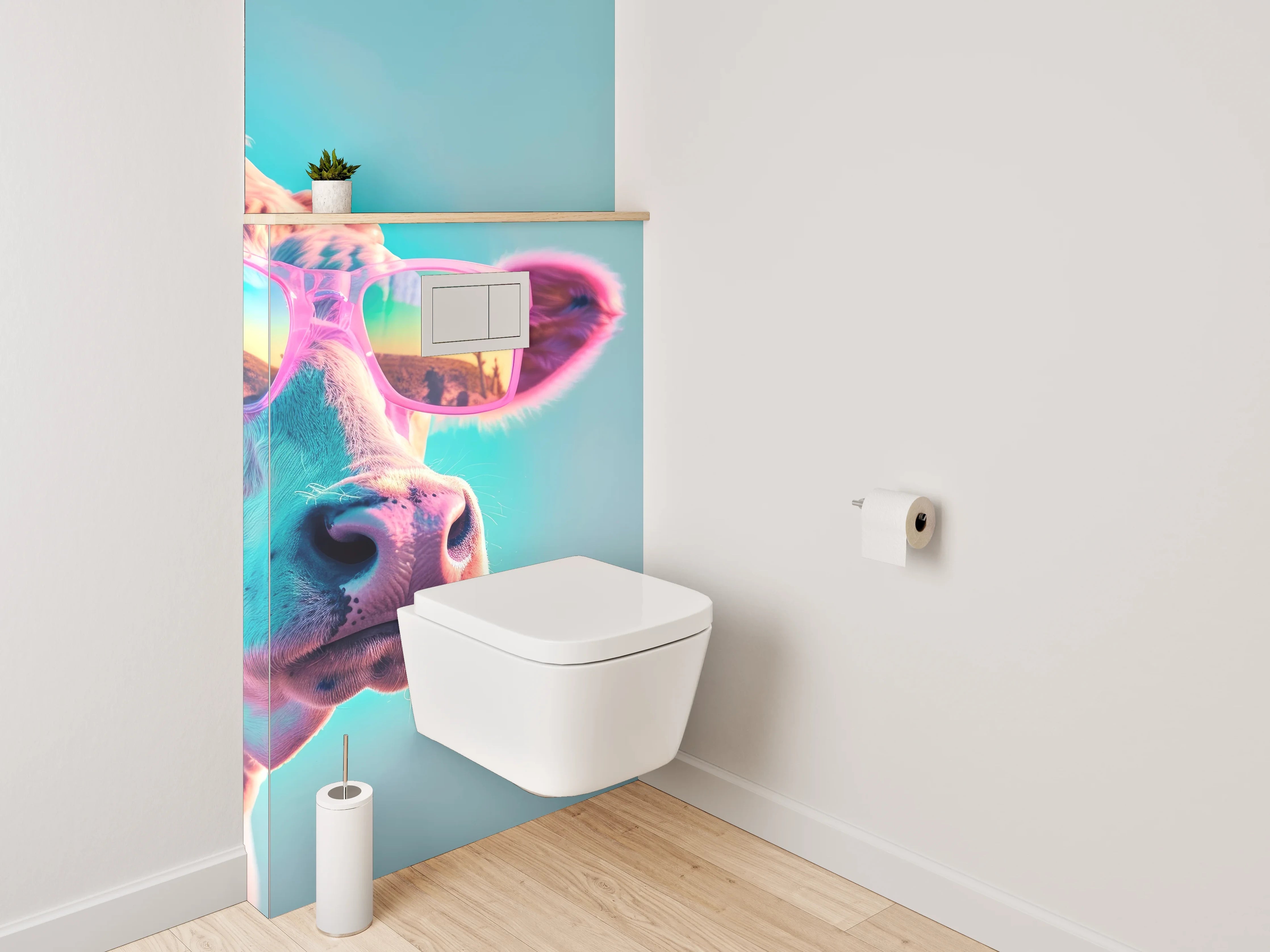 WC-Rückwand - Kuh mit Sonnenbrille Pop Art