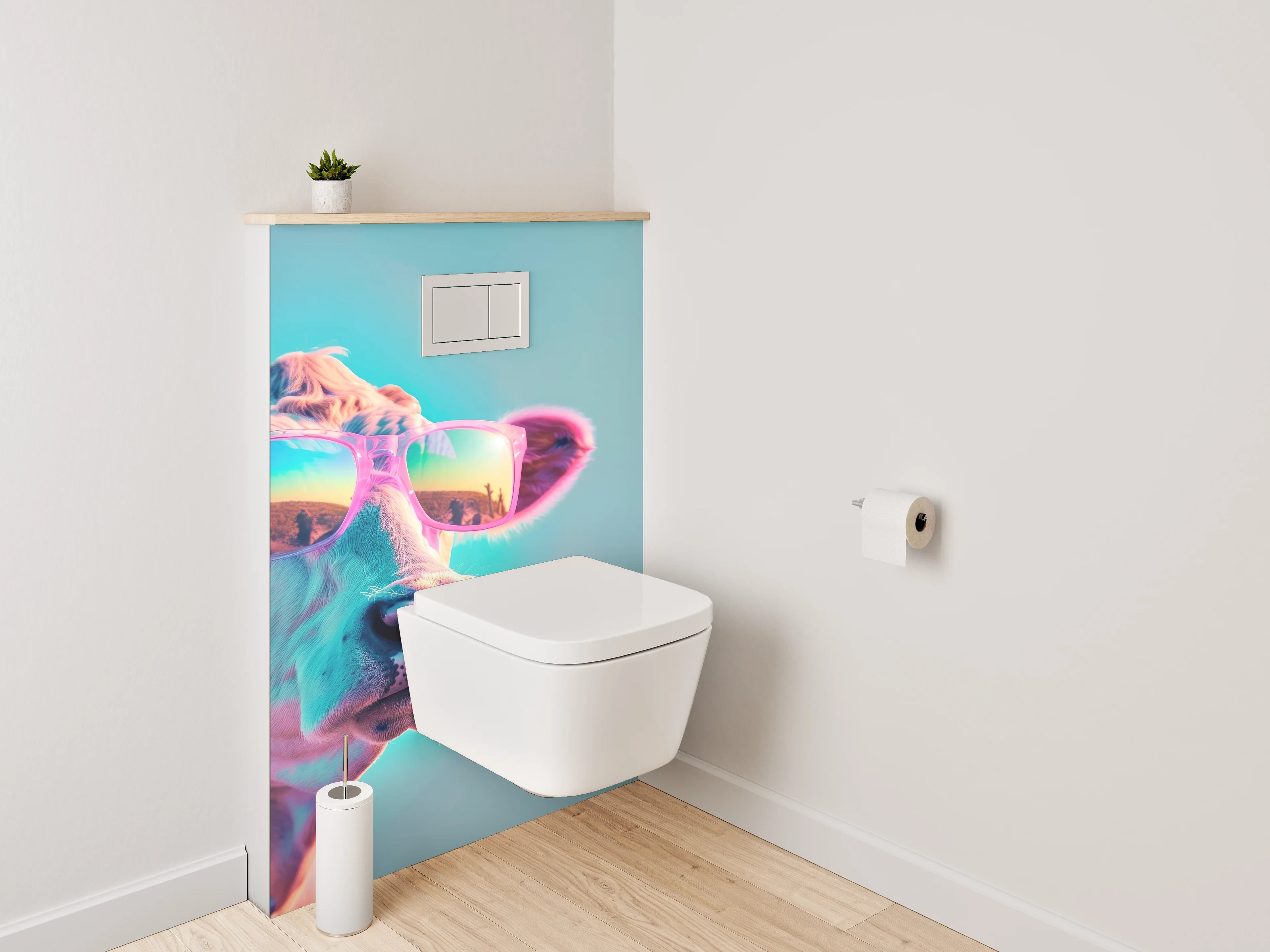 WC-Rückwand - Kuh mit Sonnenbrille Pop Art