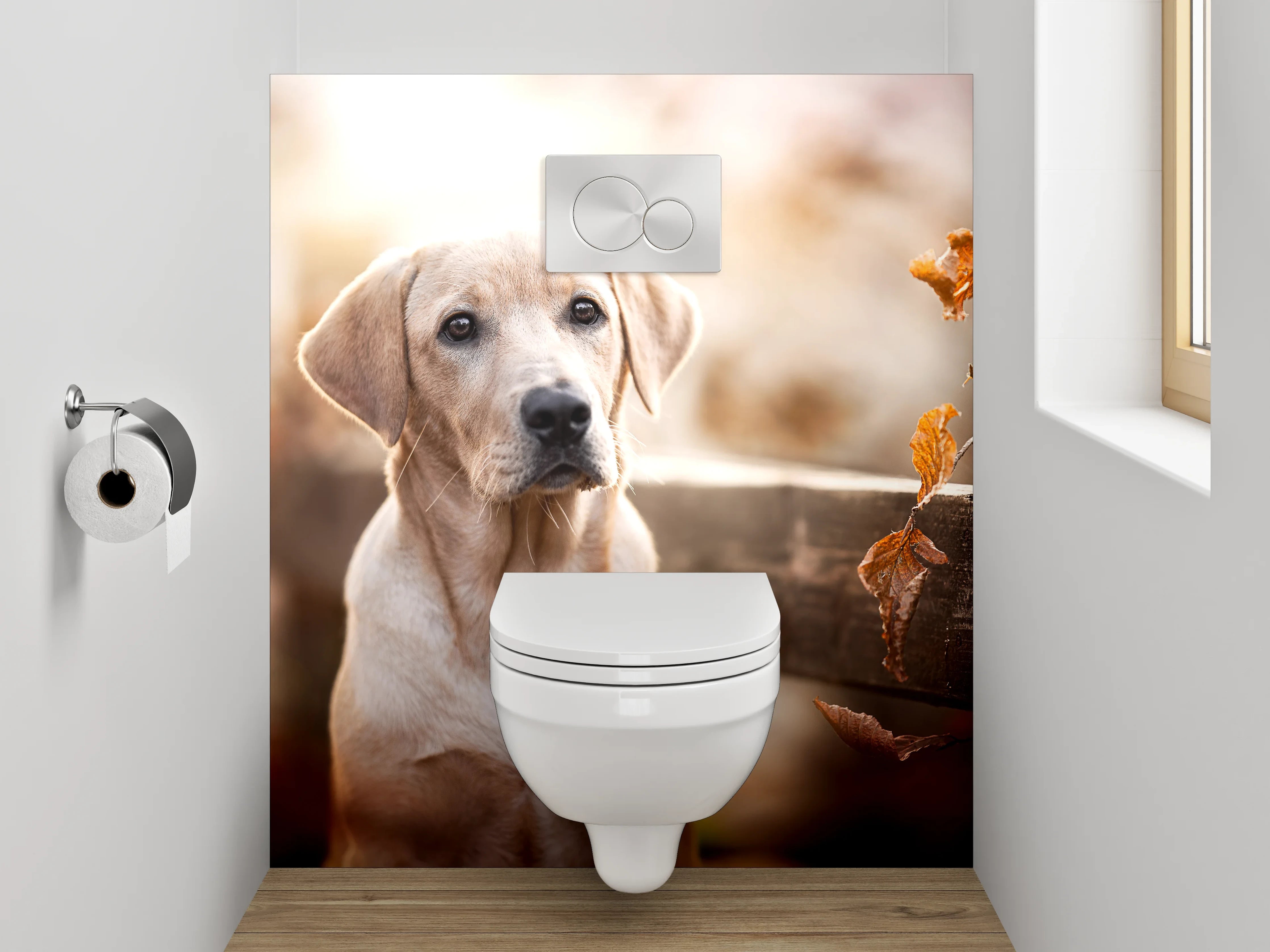 WC-Rückwand - Labrador im Herbst – Hundeportrait