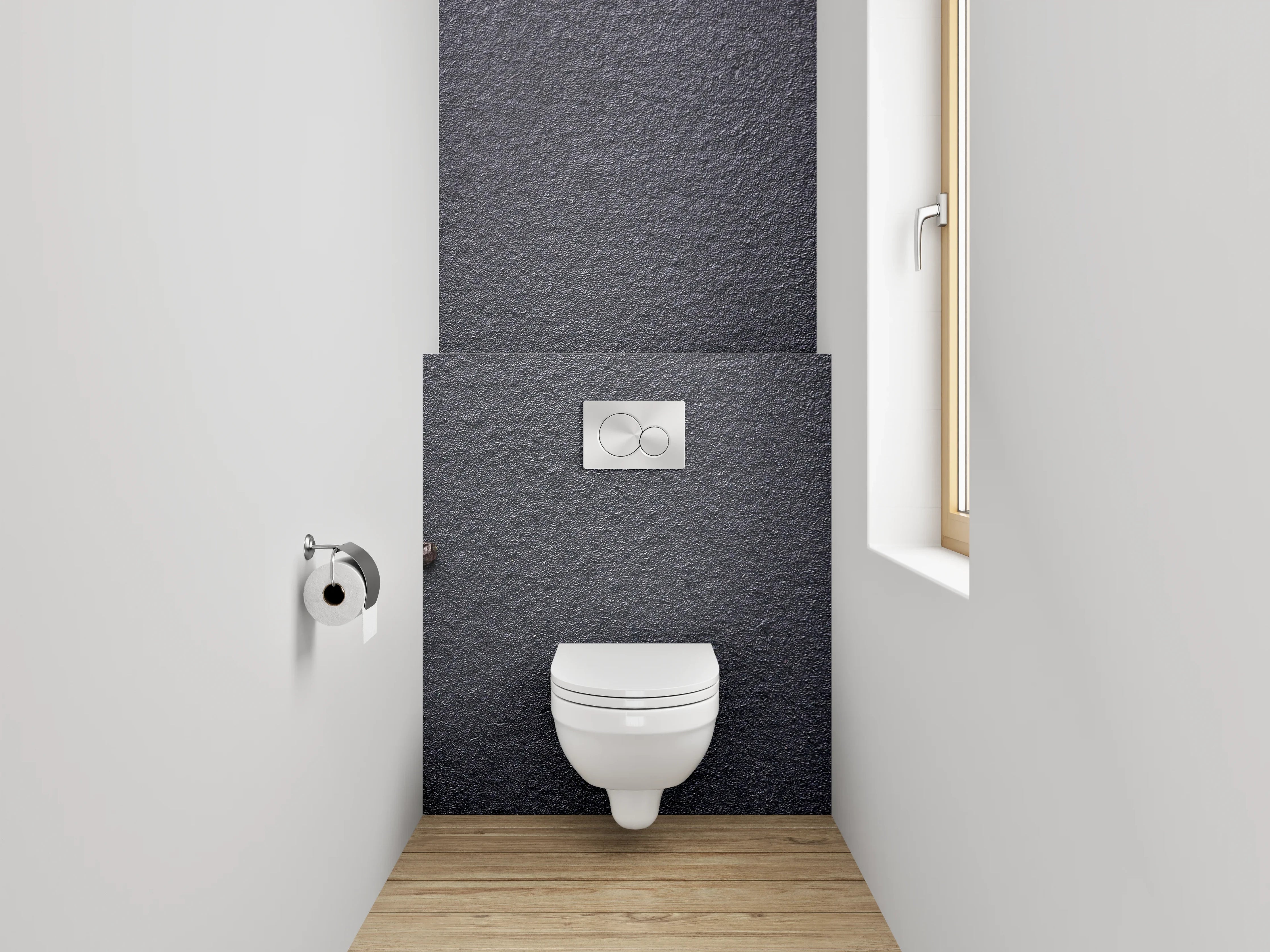 WC-Rückwand - Lachs-Steaks auf schwarzem Hintergrund