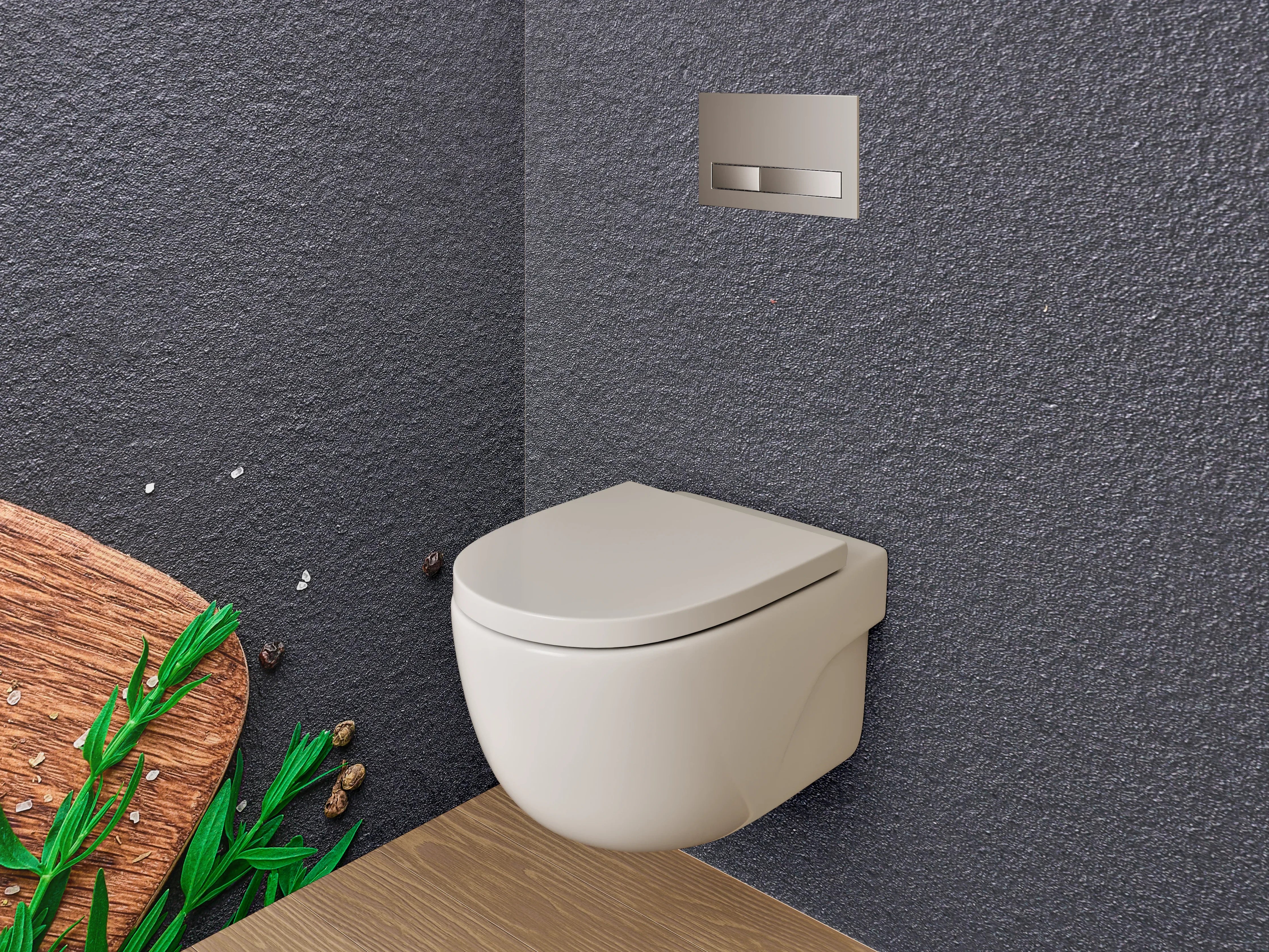 WC-Rückwand - Lachs-Steaks auf schwarzem Hintergrund