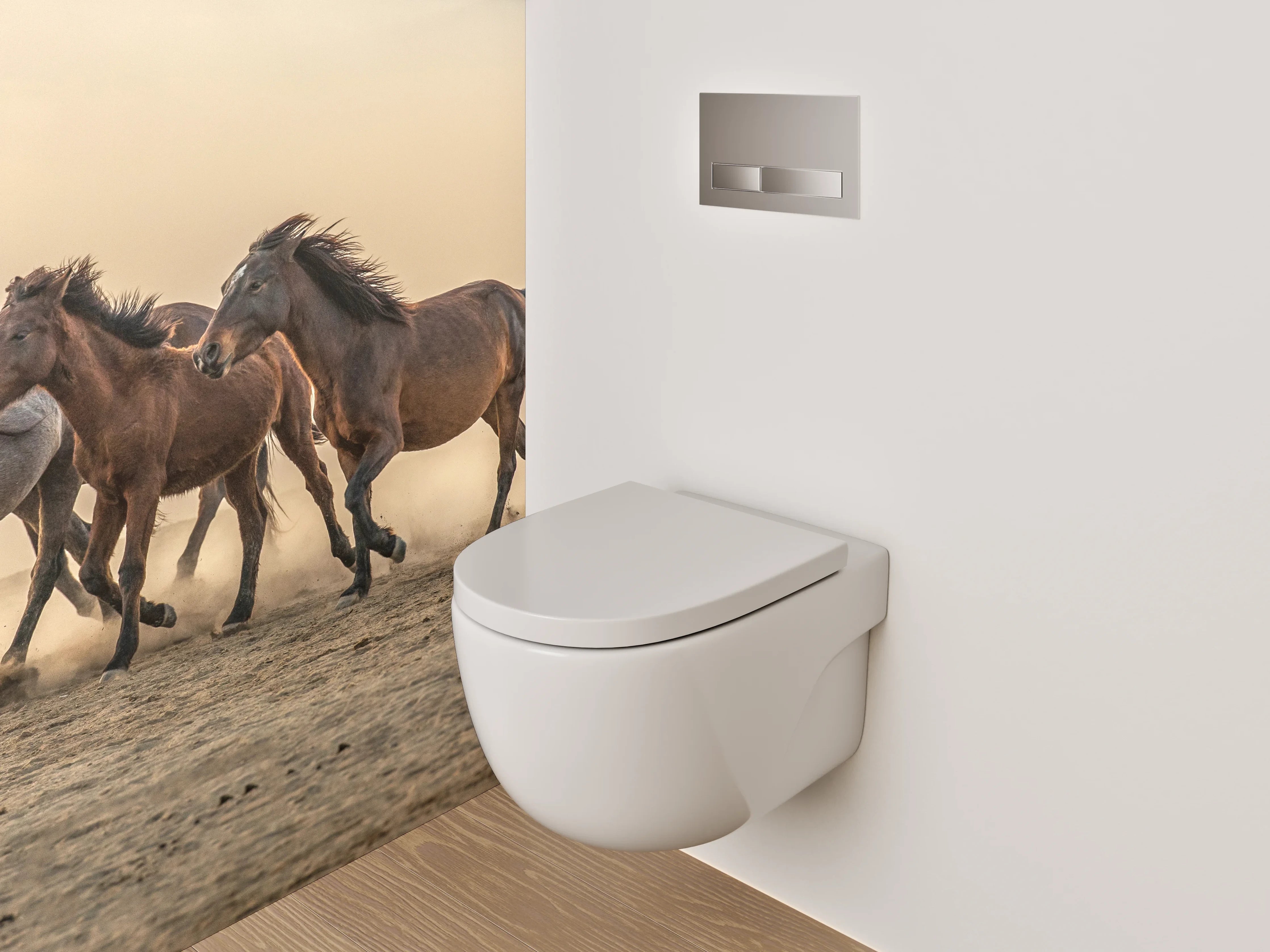 WC-Rückwand - Laufende Wildpferde Steppe Naturfoto
