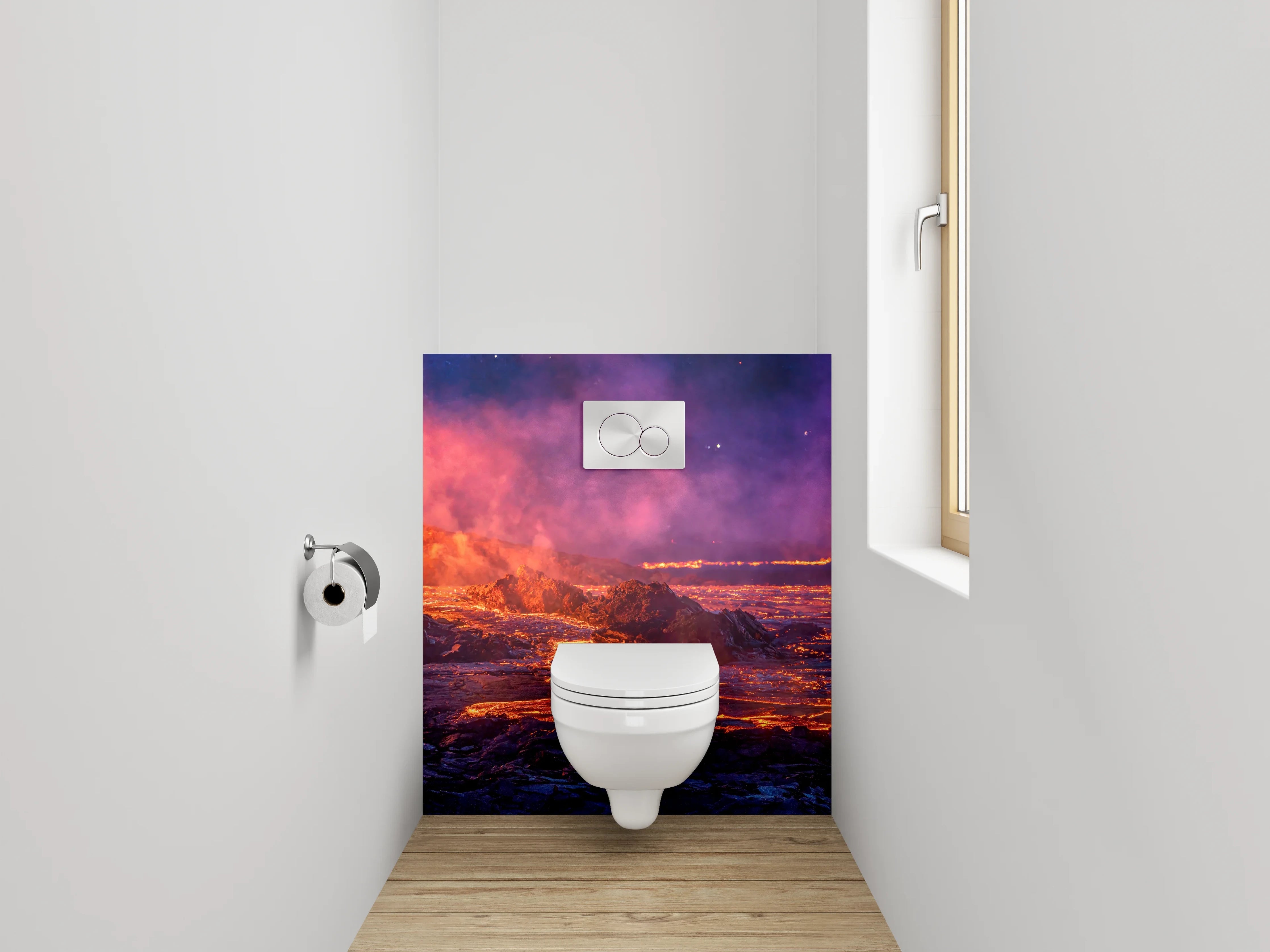 WC-Rückwand - Lavafluss Vulkan Landschaft Fotomotiv