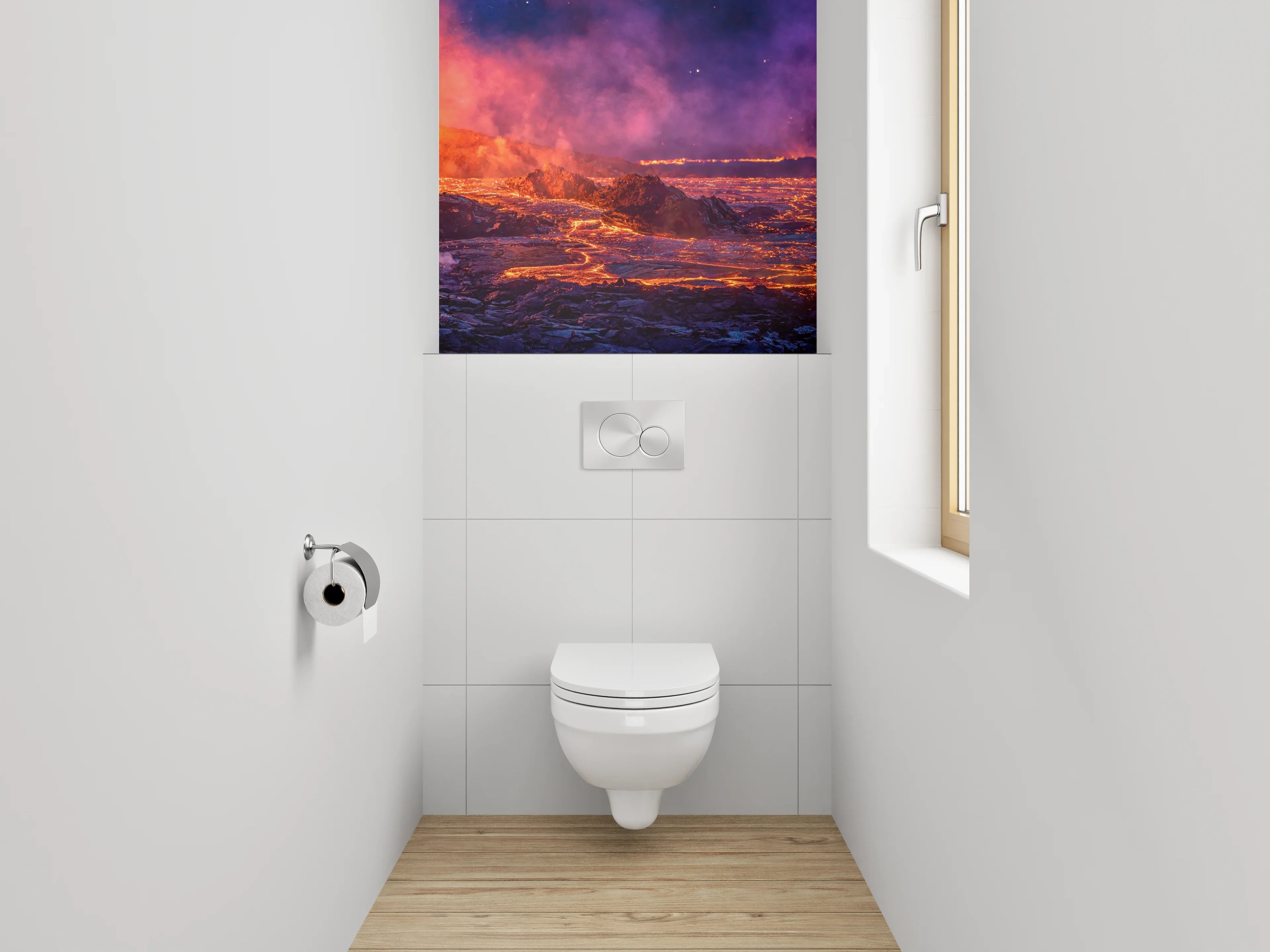 WC-Rückwand - Lavafluss Vulkan Landschaft Fotomotiv