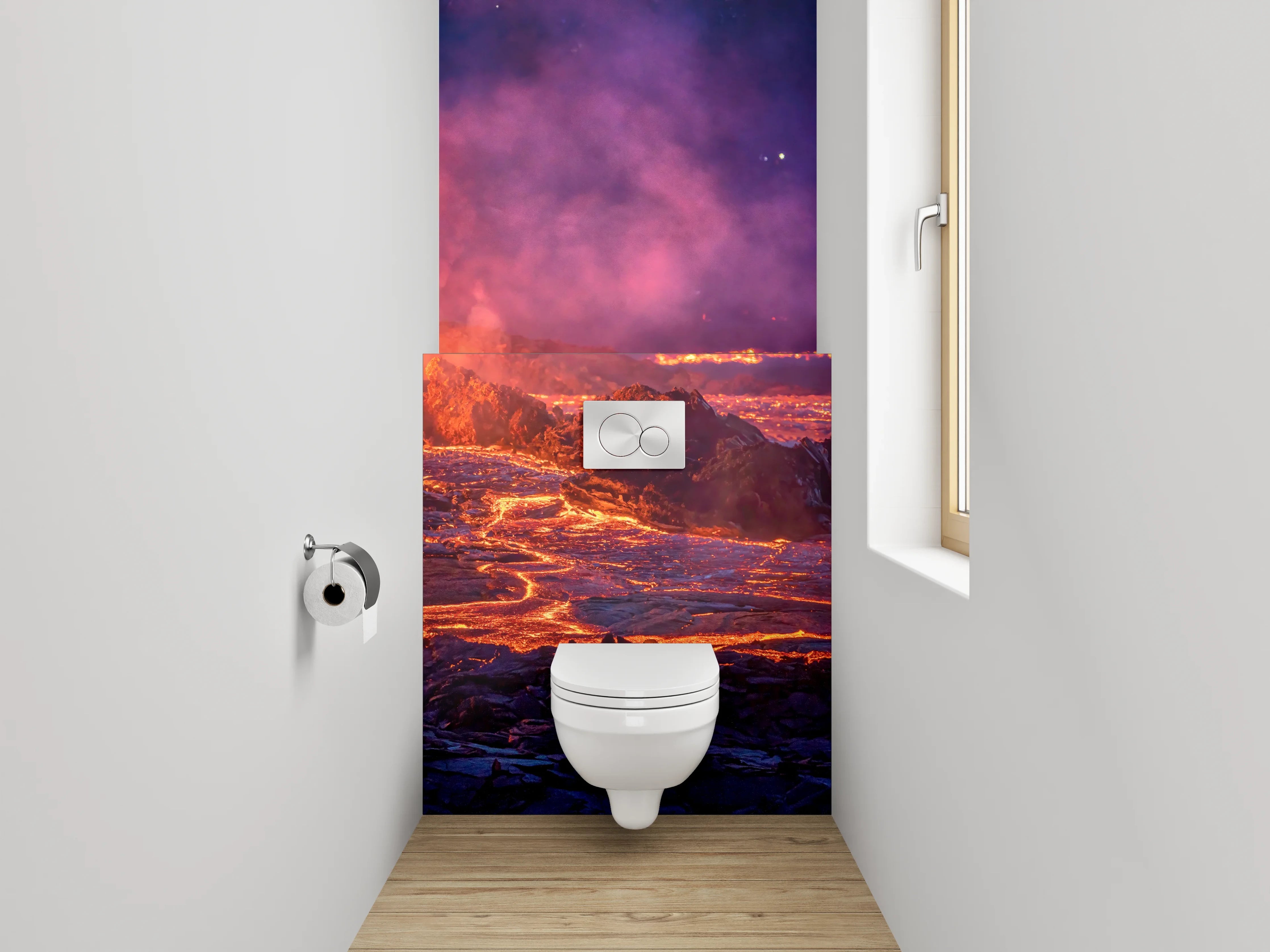 WC-Rückwand - Lavafluss Vulkan Landschaft Fotomotiv