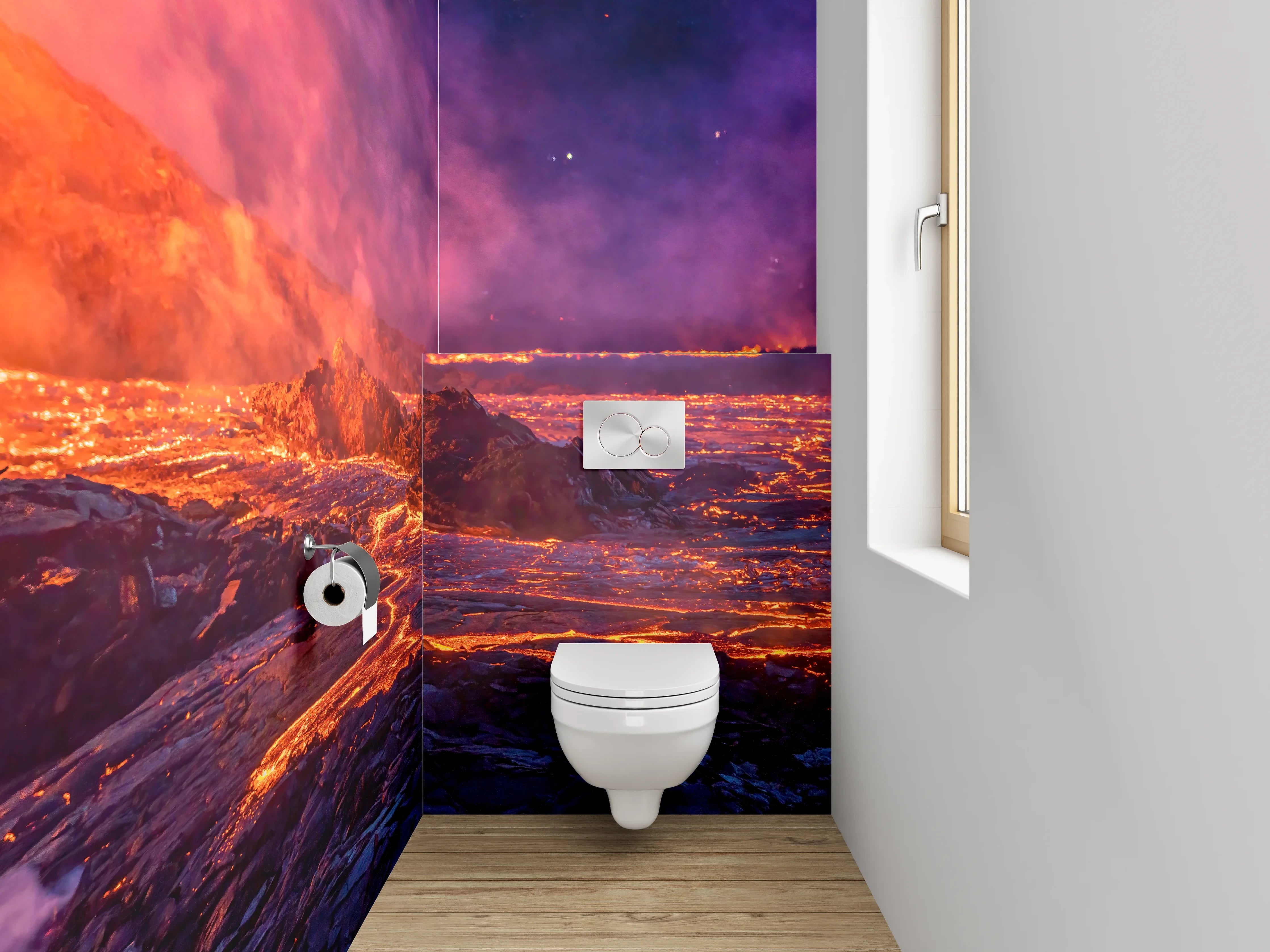 WC-Rückwand - Lavafluss Vulkan Landschaft Fotomotiv