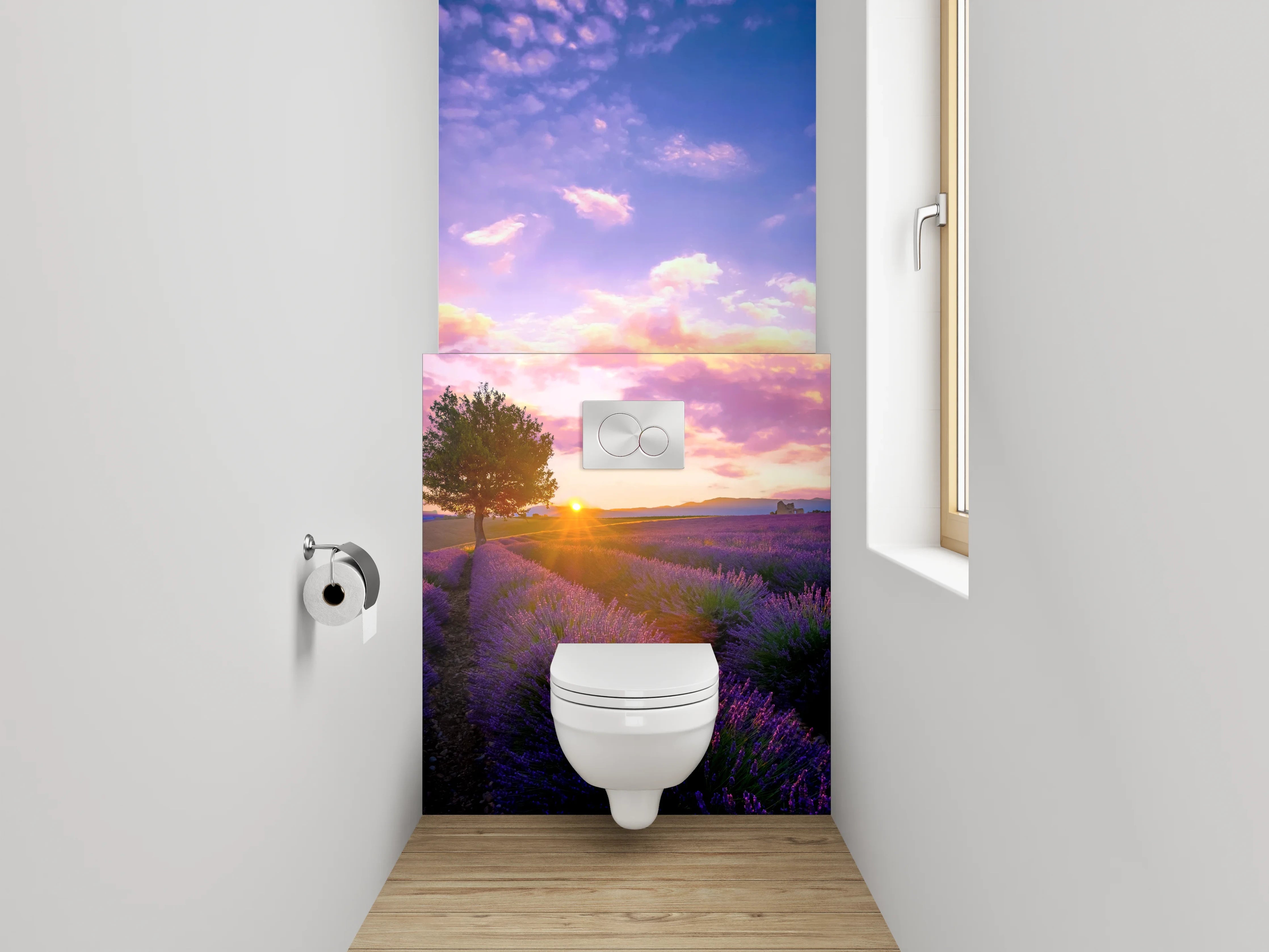WC-Rückwand - Lavendelfeld Sonnenuntergang Provence