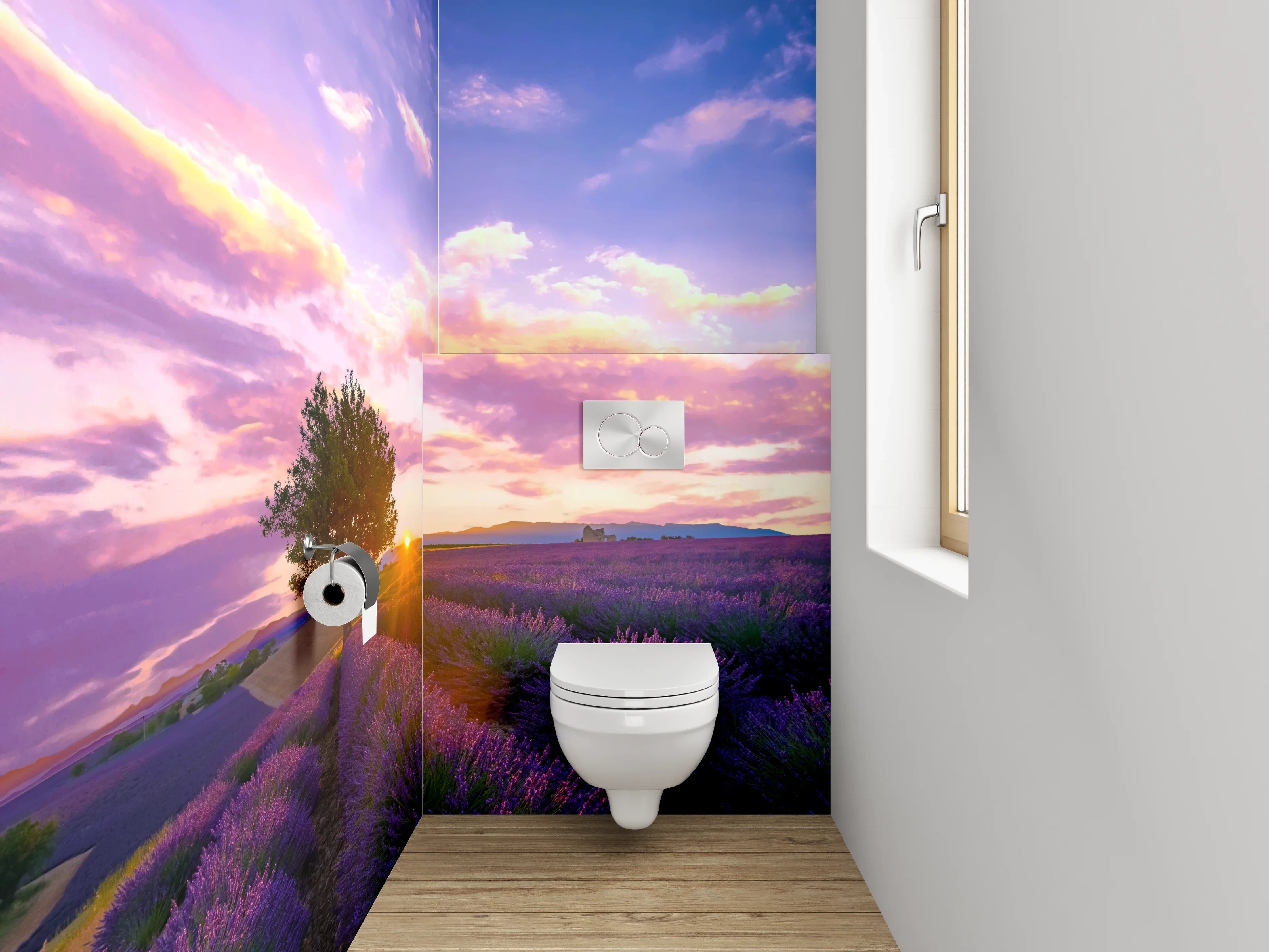 WC-Rückwand - Lavendelfeld Sonnenuntergang Provence