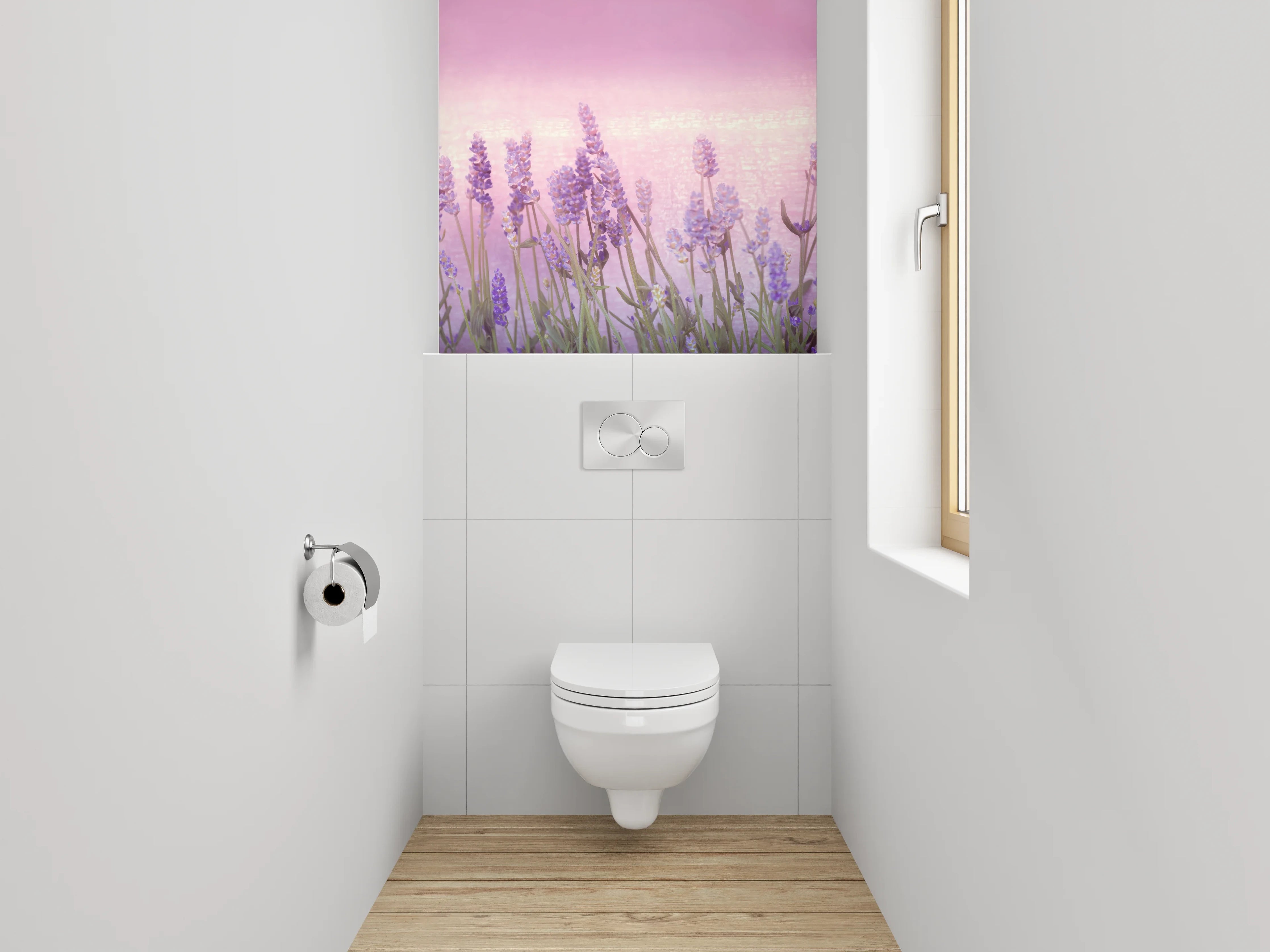 WC-Rückwand - Lavendelwiese Aquarell Pastell