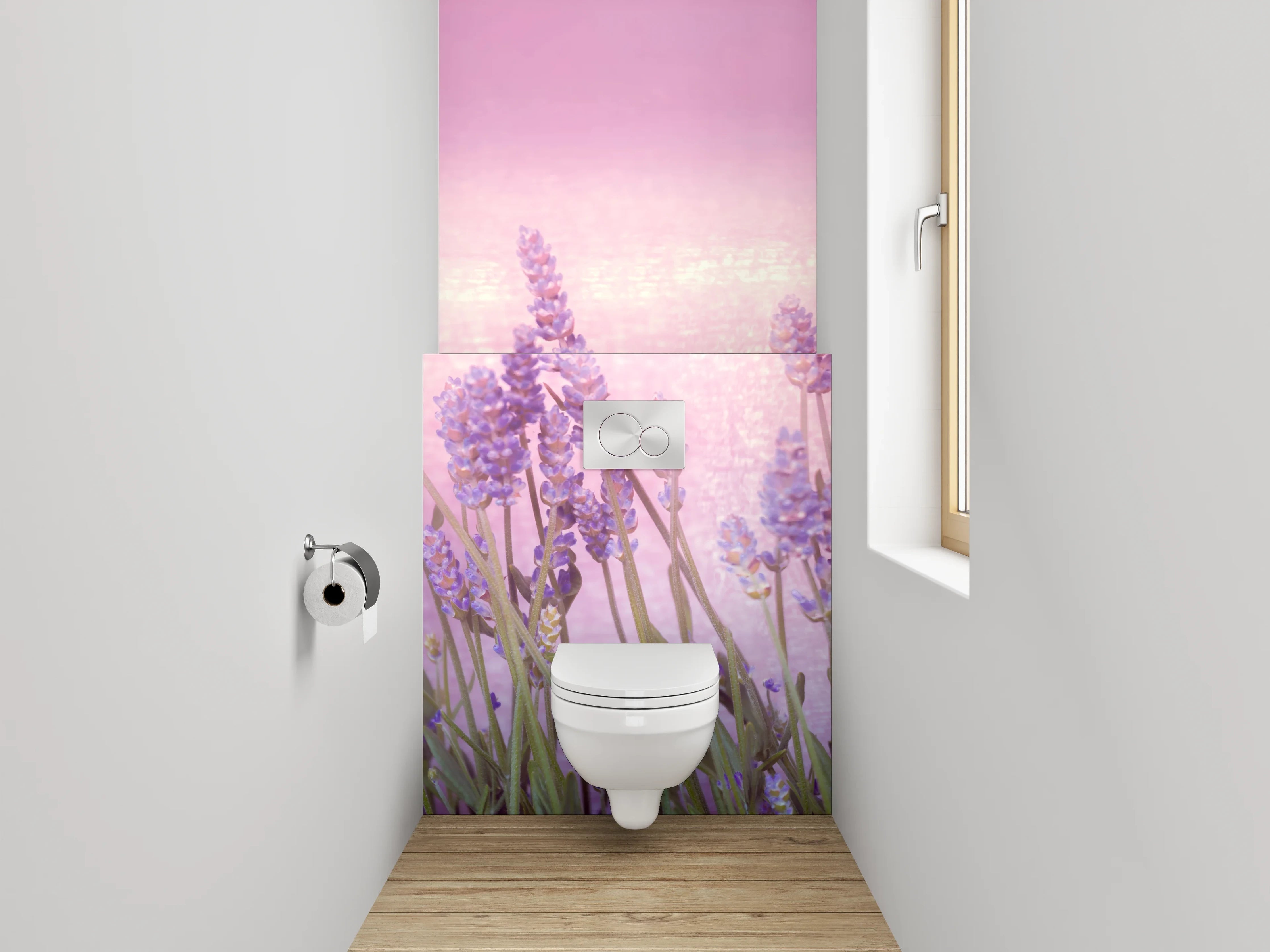 WC-Rückwand - Lavendelwiese Aquarell Pastell