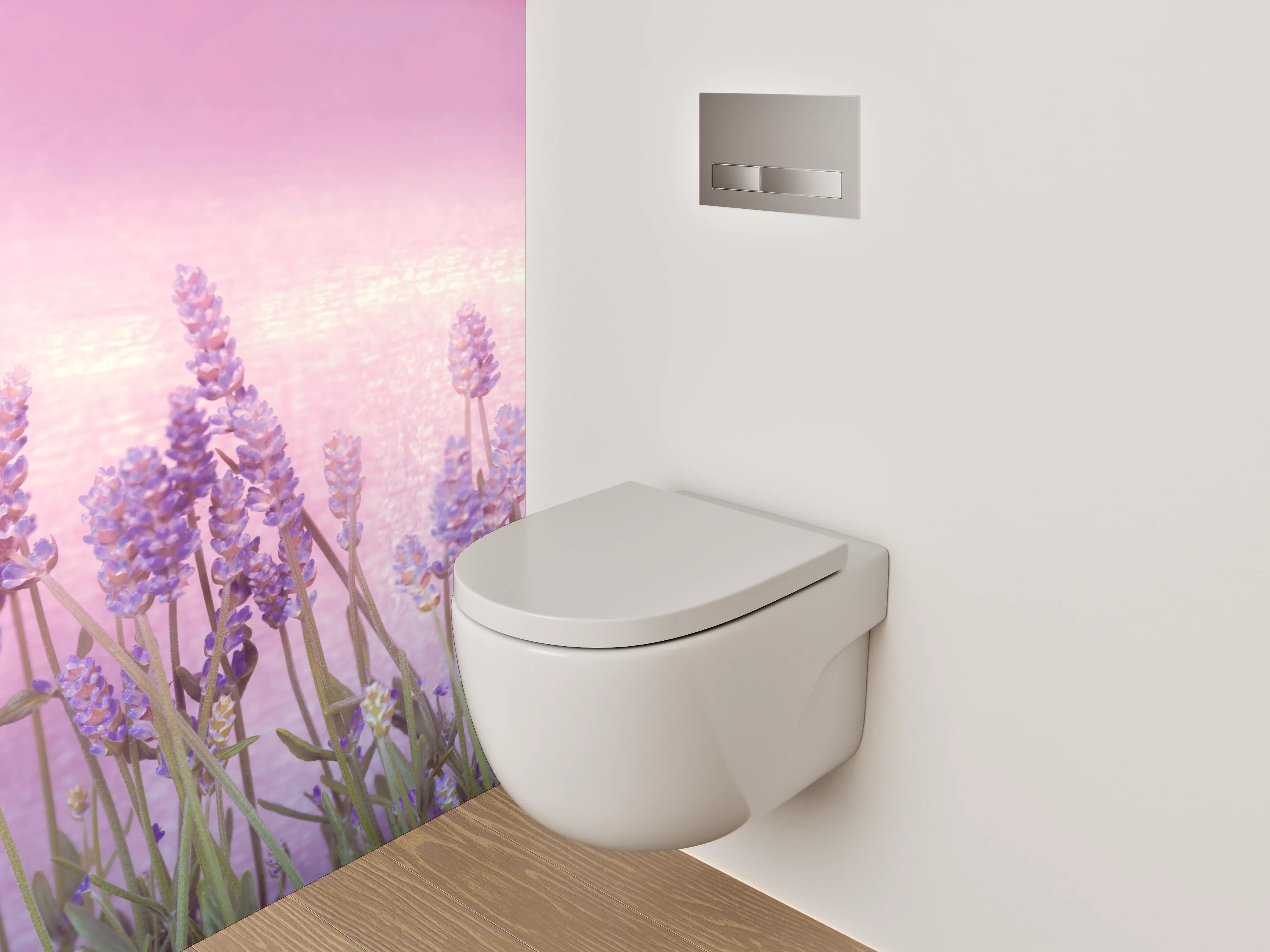 WC-Rückwand - Lavendelwiese Aquarell Pastell