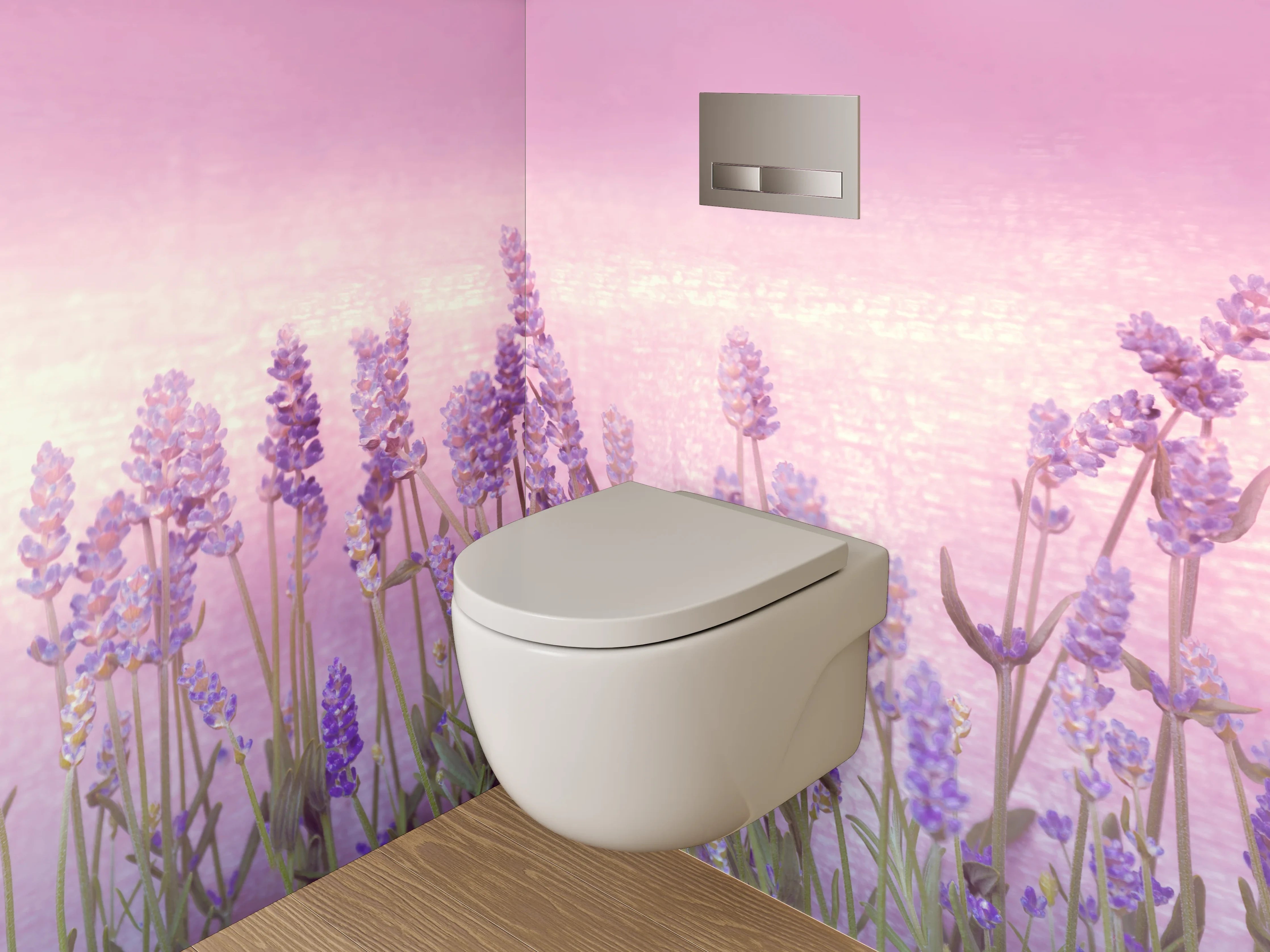 WC-Rückwand - Lavendelwiese Aquarell Pastell