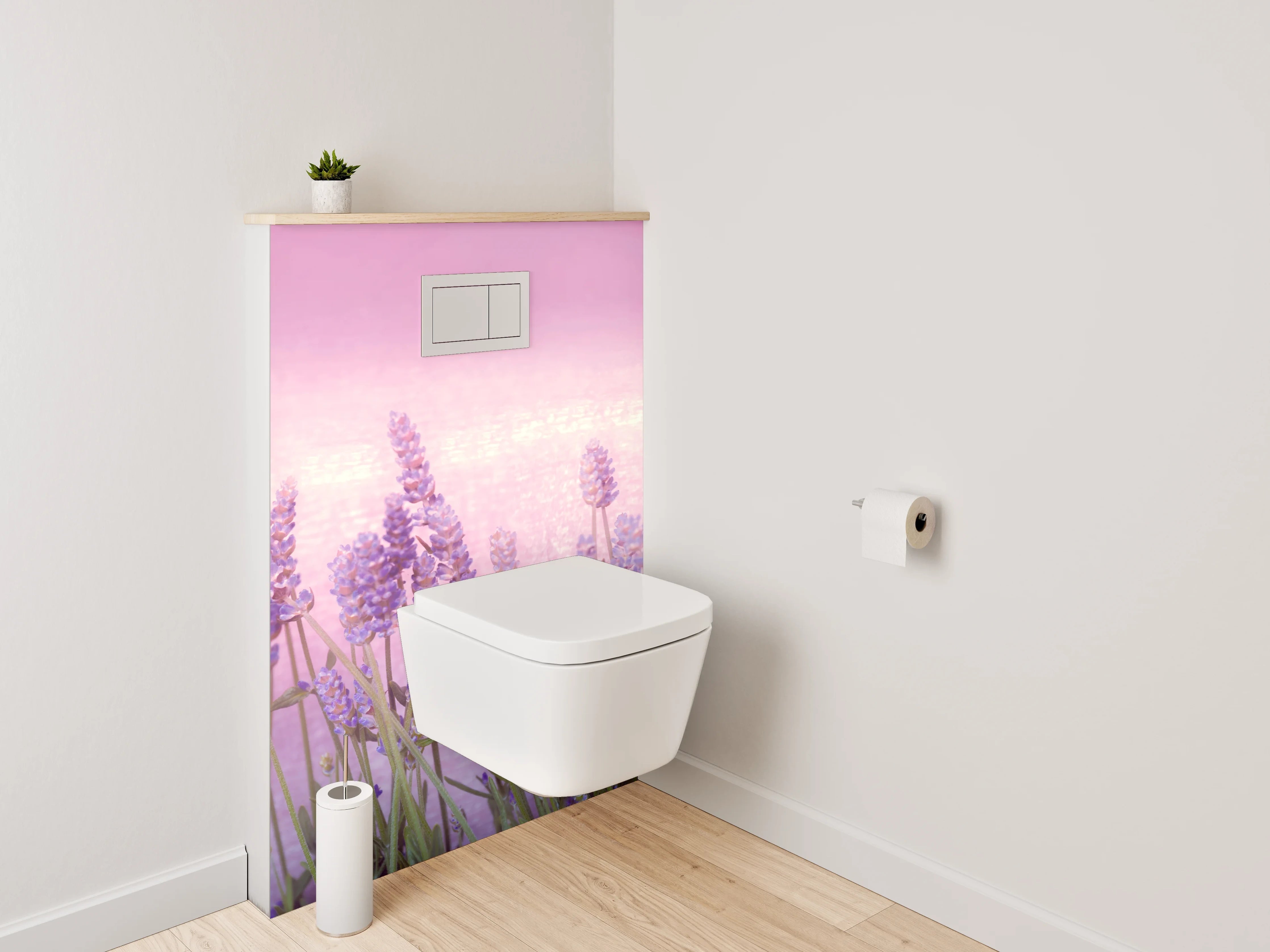 WC-Rückwand - Lavendelwiese Aquarell Pastell