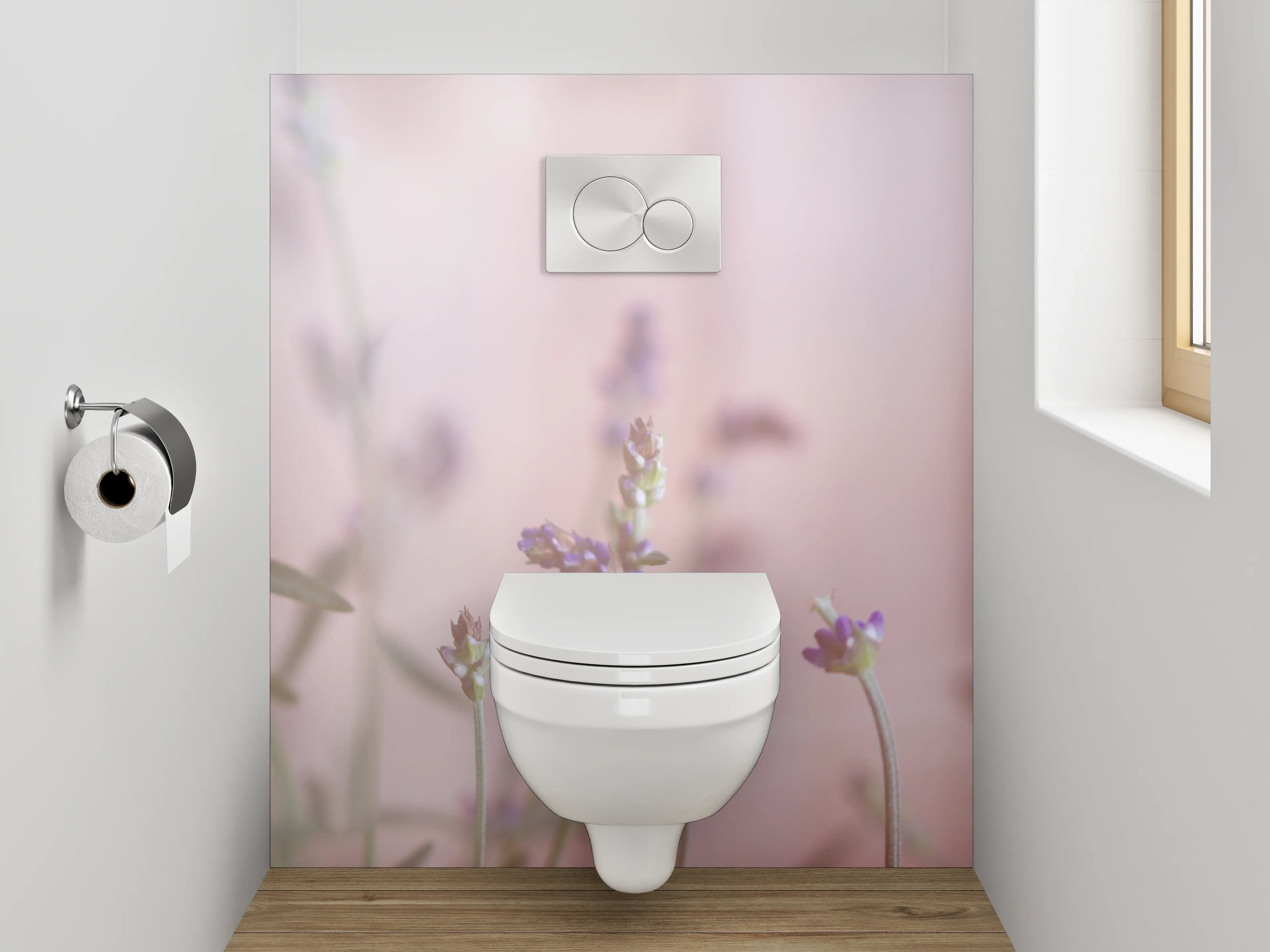 WC-Rückwand - Lavendelwiese Pastell Aquarell