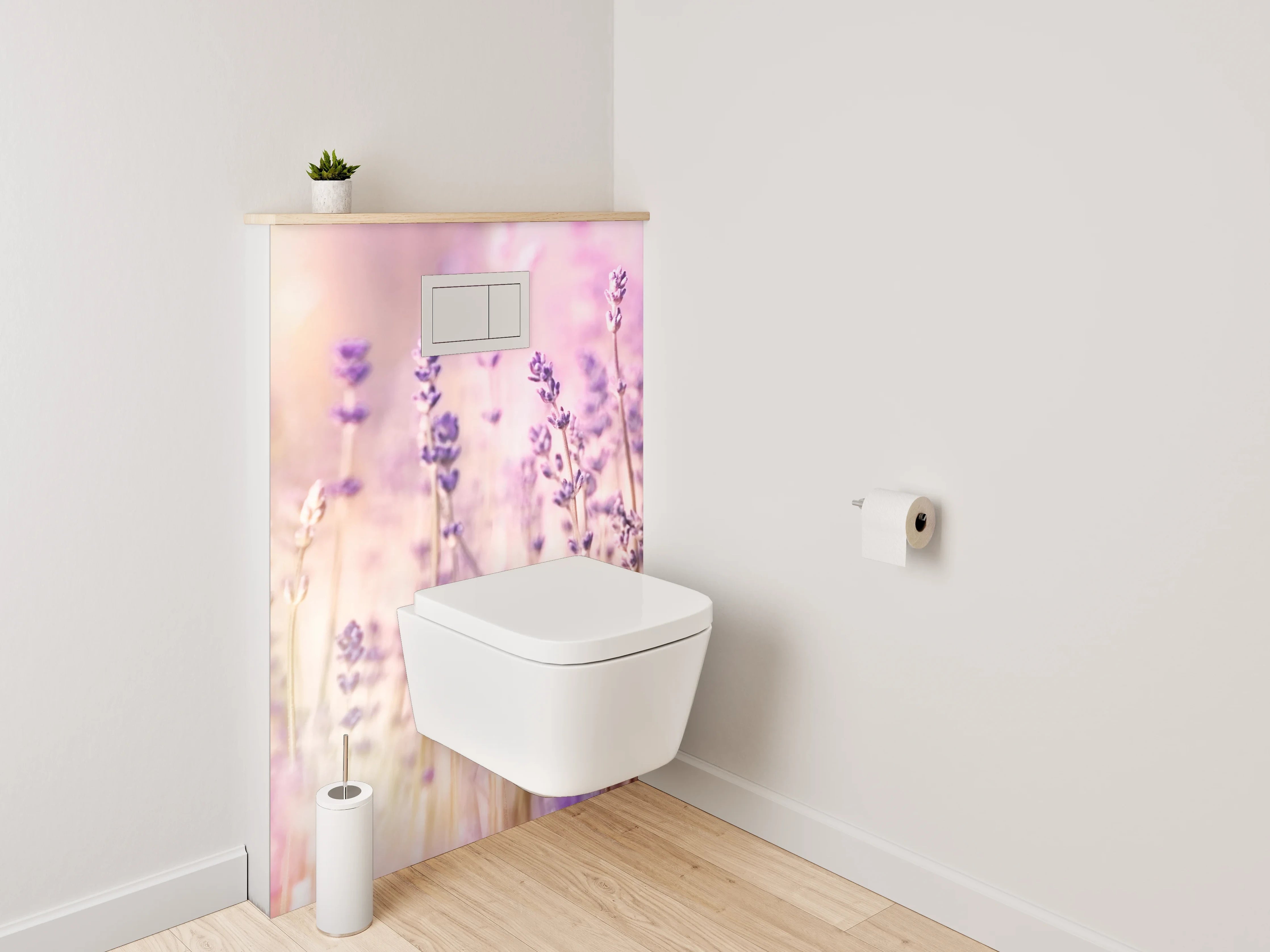 WC-Rückwand - Lavendelwiese in Pastellfarben