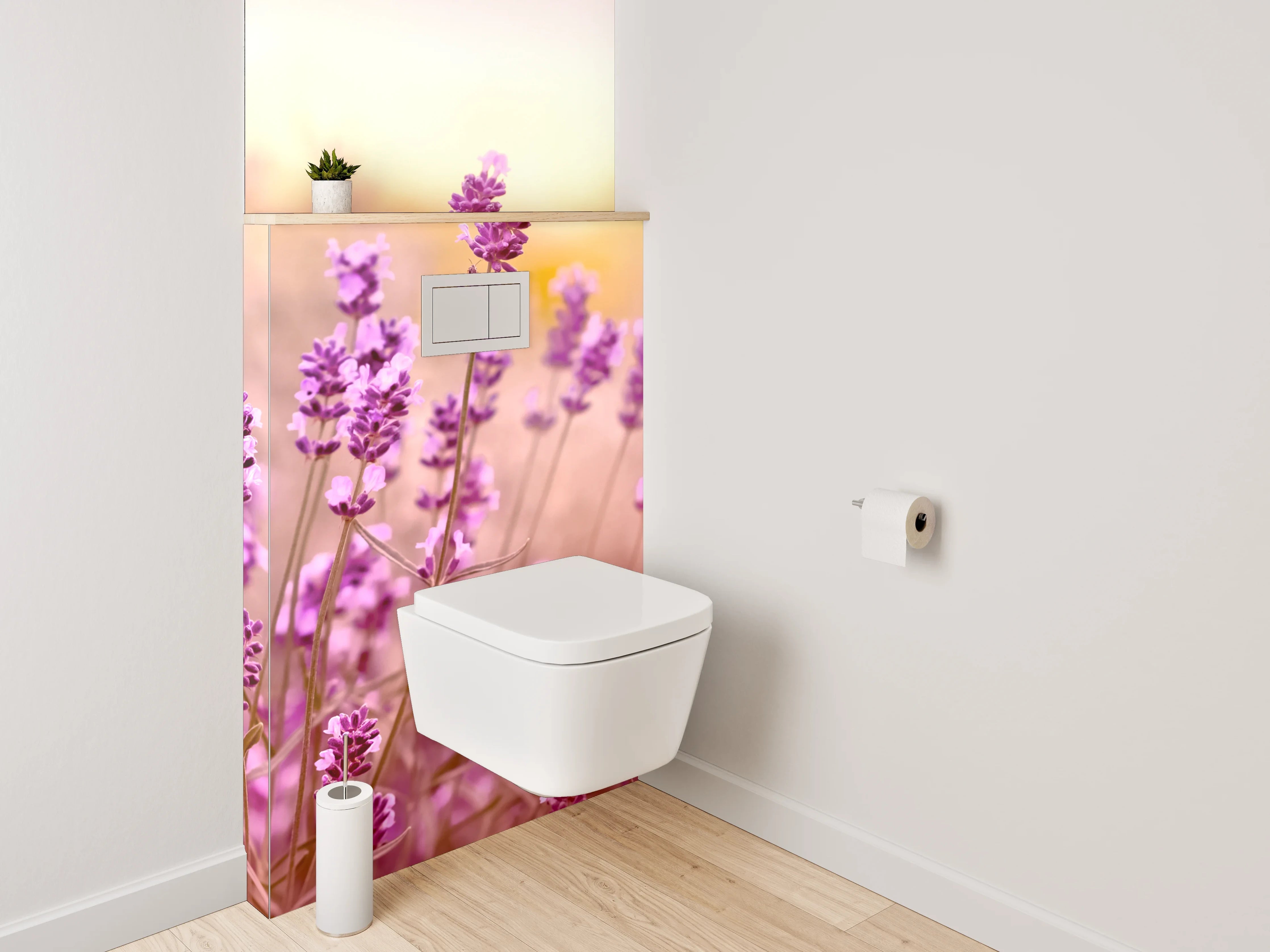 WC-Rückwand - Lavendelwiese in sanften Pastellfarben