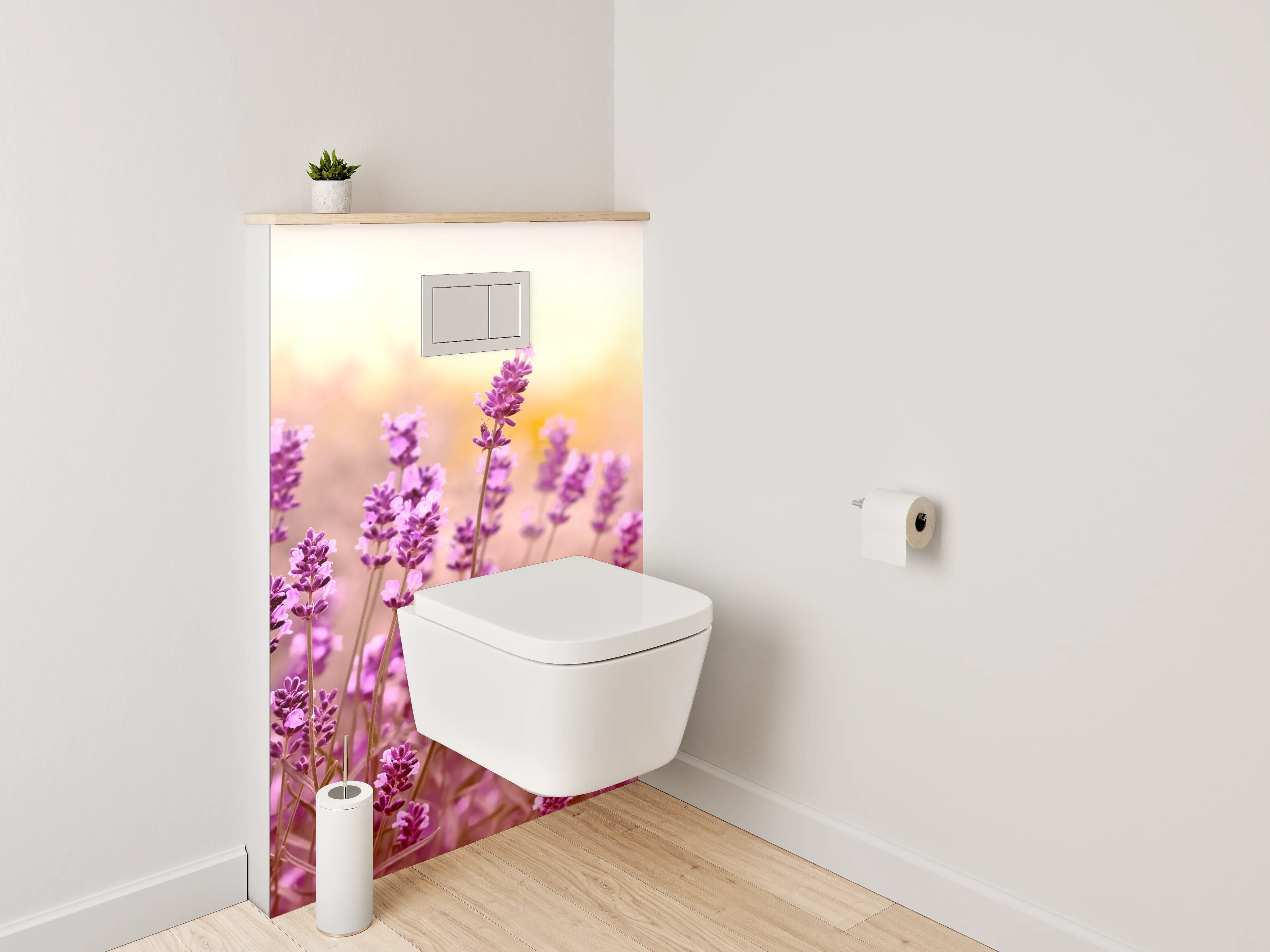 WC-Rückwand - Lavendelwiese in sanften Pastellfarben