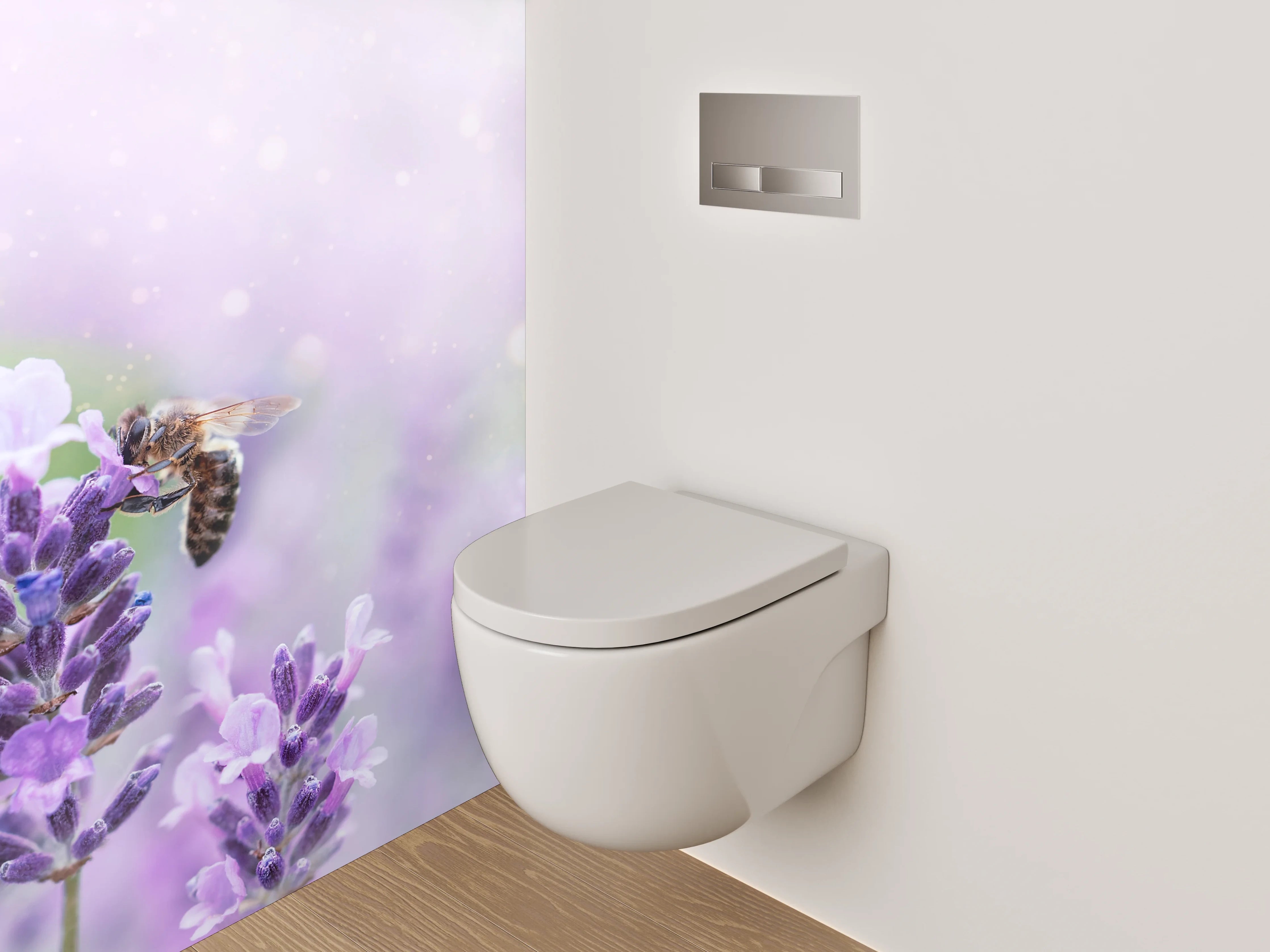 WC-Rückwand - Lavendelwiese mit Bienen – Frühlingsfrische