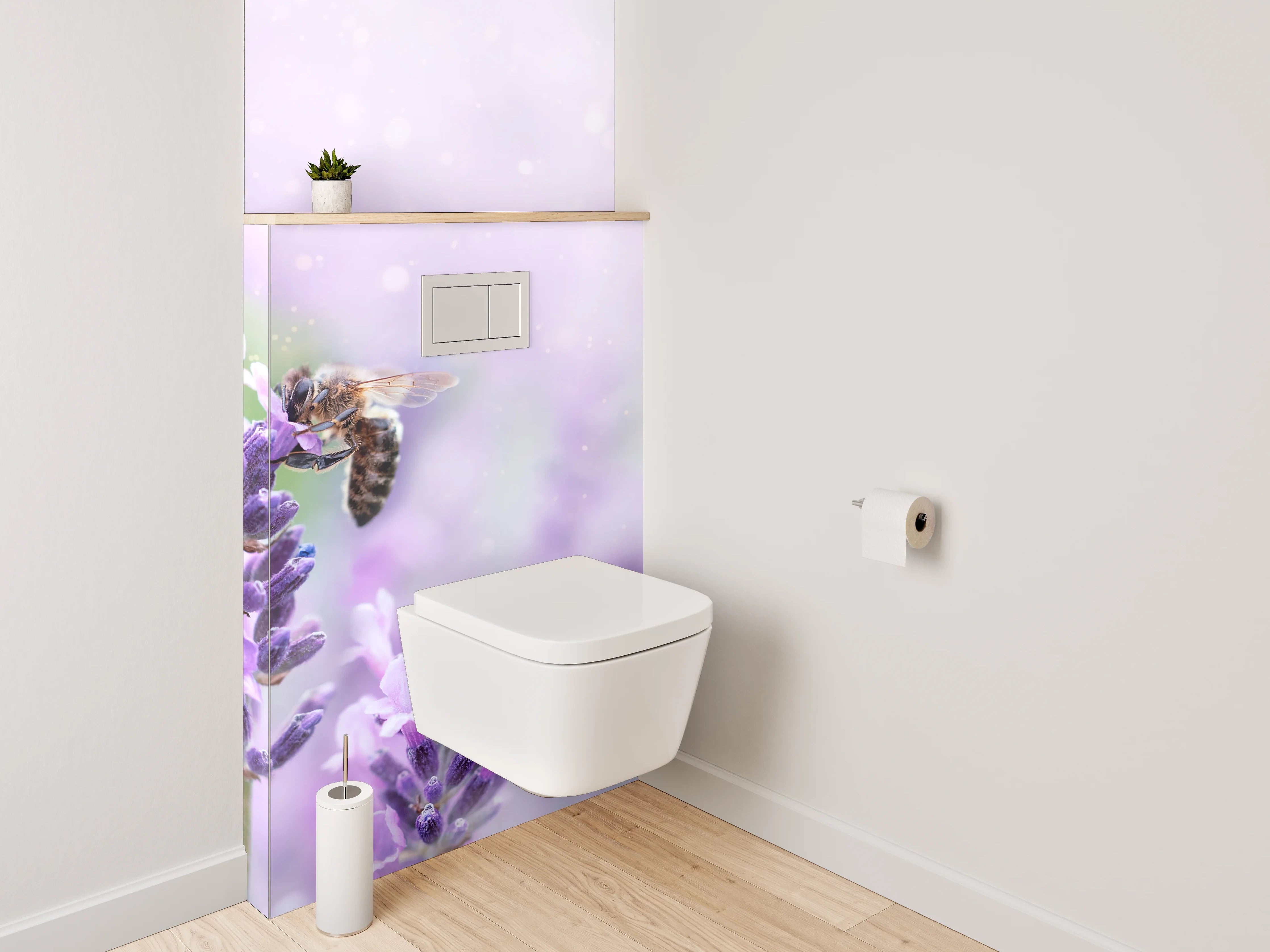 WC-Rückwand - Lavendelwiese mit Bienen – Frühlingsfrische