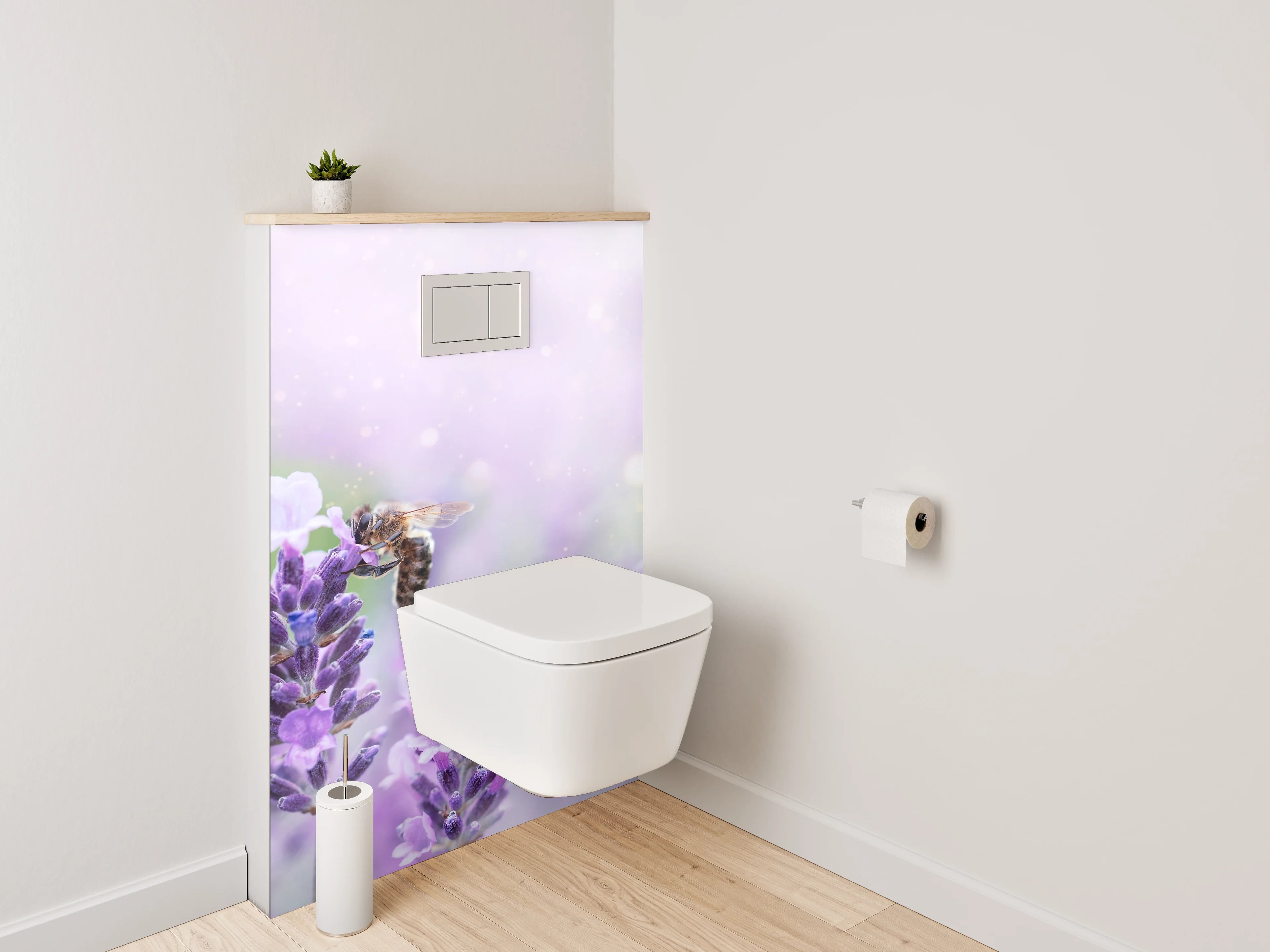 WC-Rückwand - Lavendelwiese mit Bienen – Frühlingsfrische