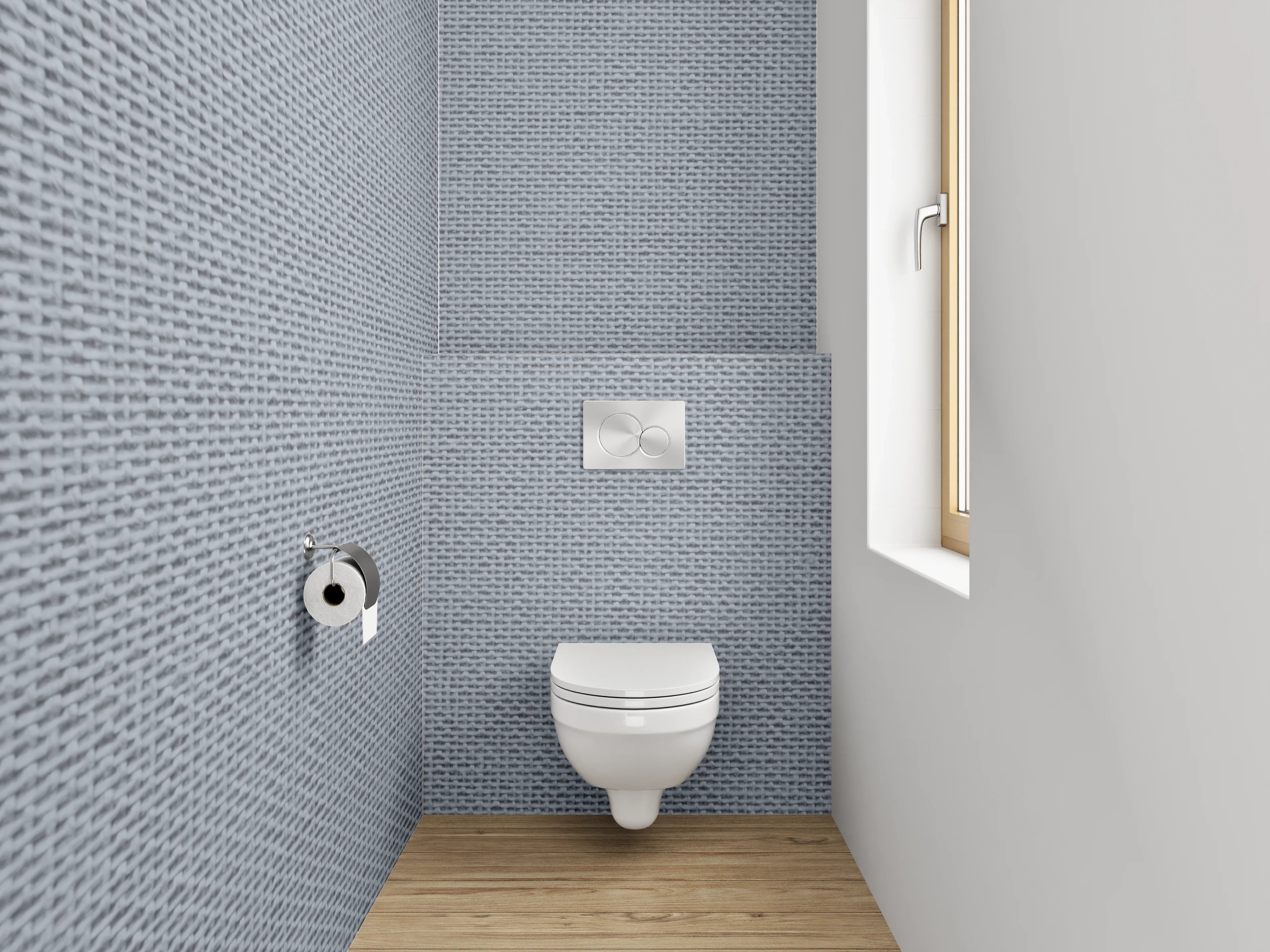 WC-Rückwand - Leinenstruktur Grau Weiß Minimalistisch