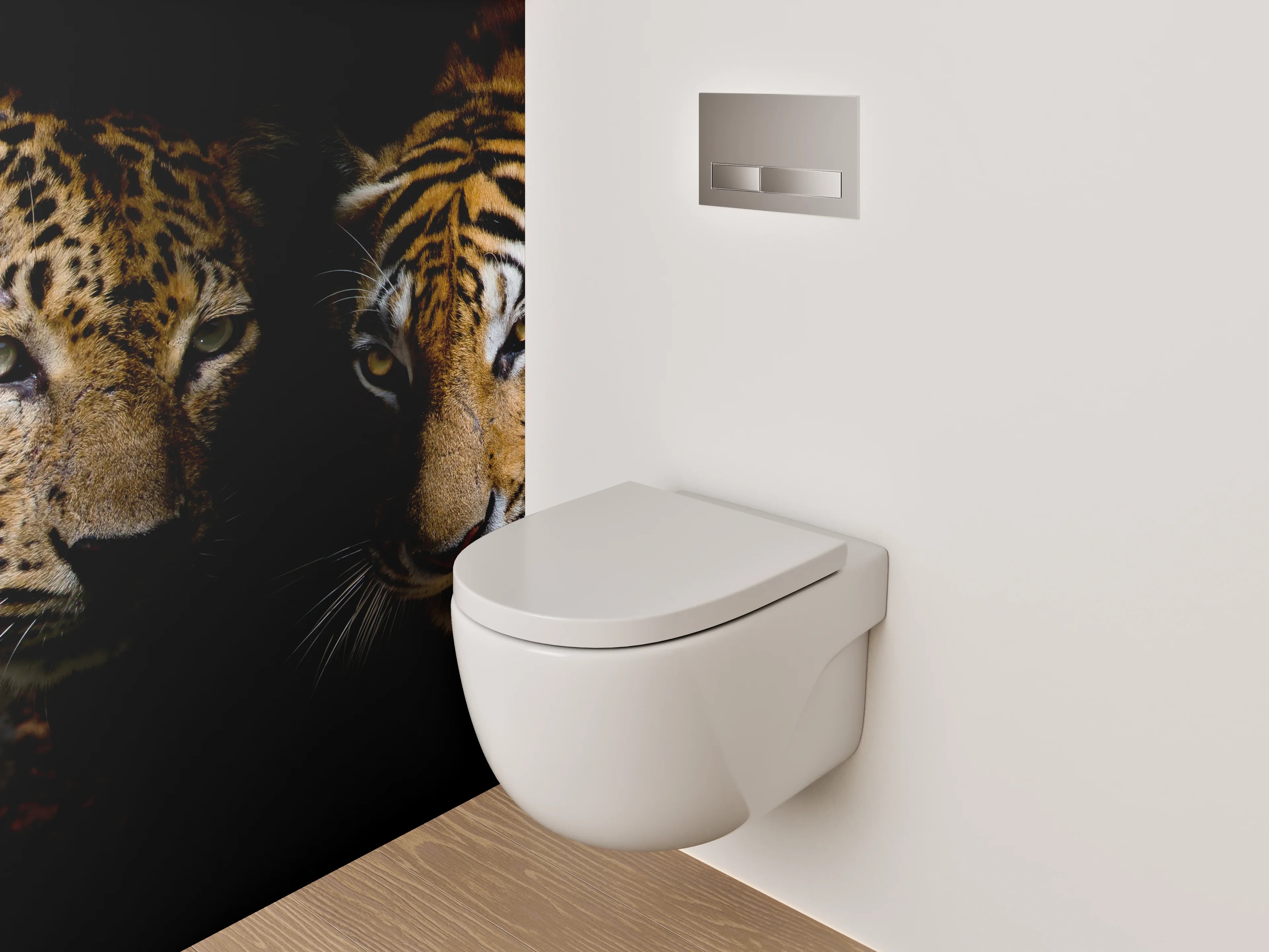WC-Rückwand - Leopard und Tiger – Eleganz in der Wildnis