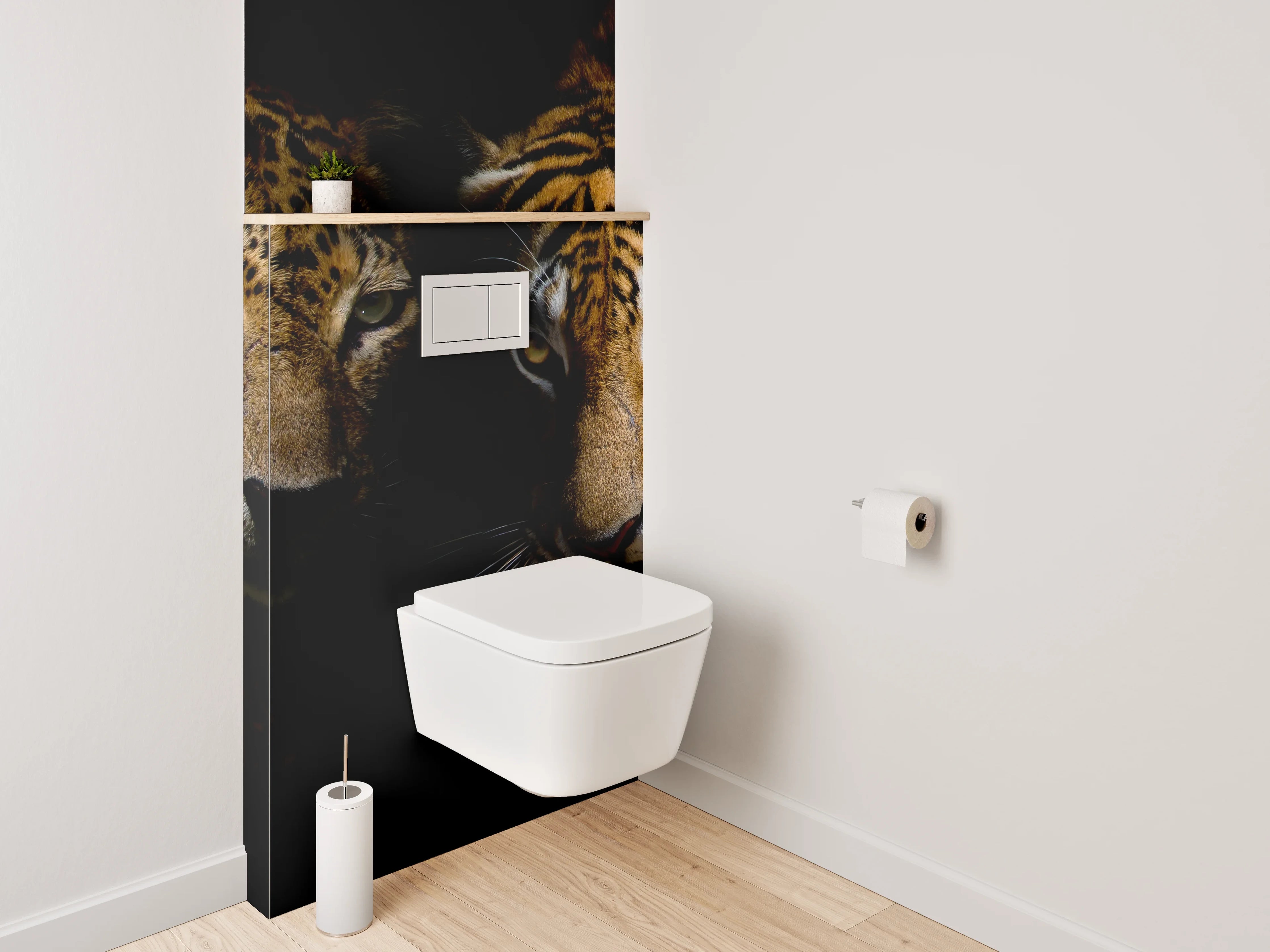 WC-Rückwand - Leopard und Tiger – Eleganz in der Wildnis