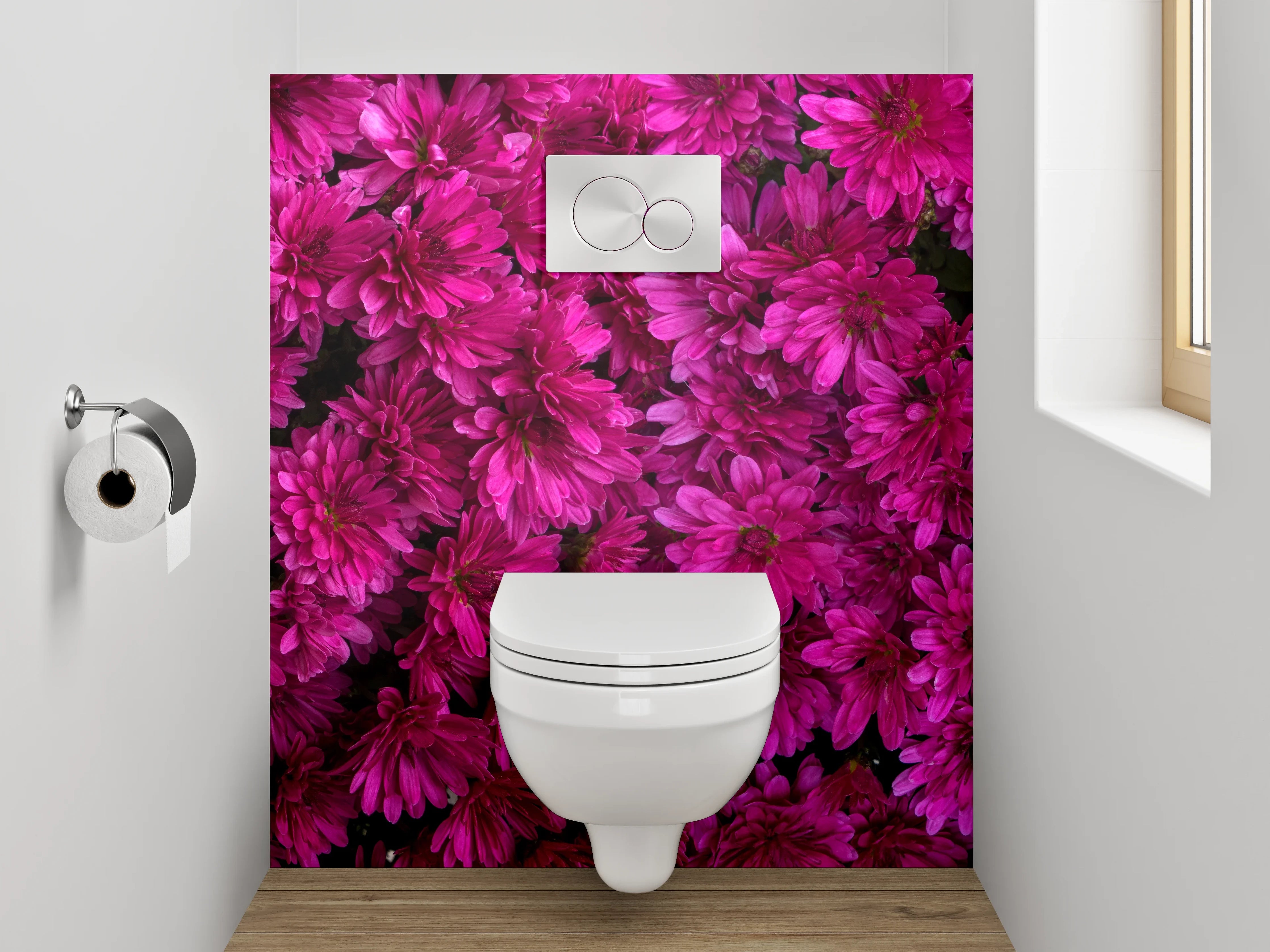 WC-Rückwand - Leuchtende pinke Blumenpracht