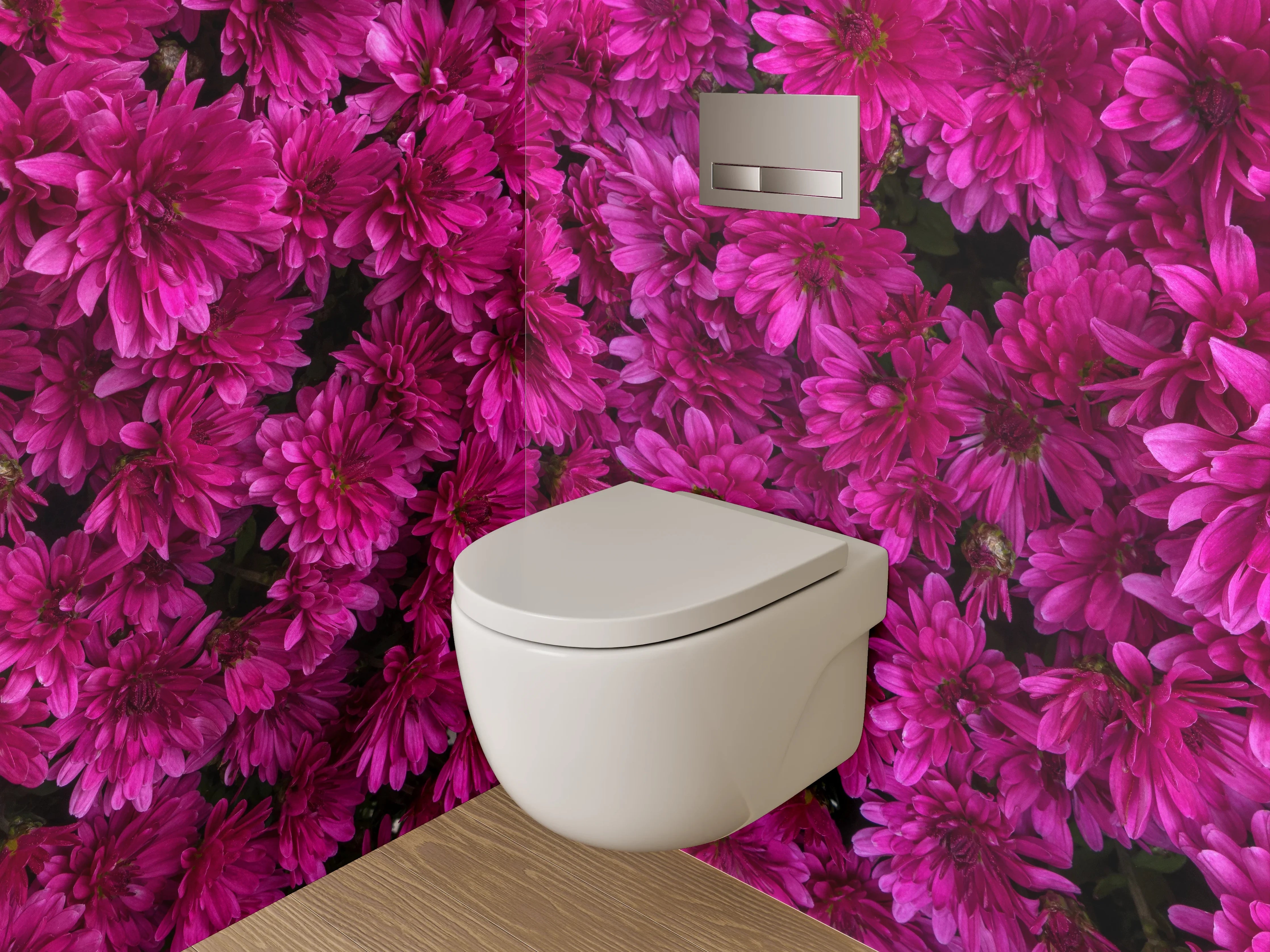 WC-Rückwand - Leuchtende pinke Blumenpracht