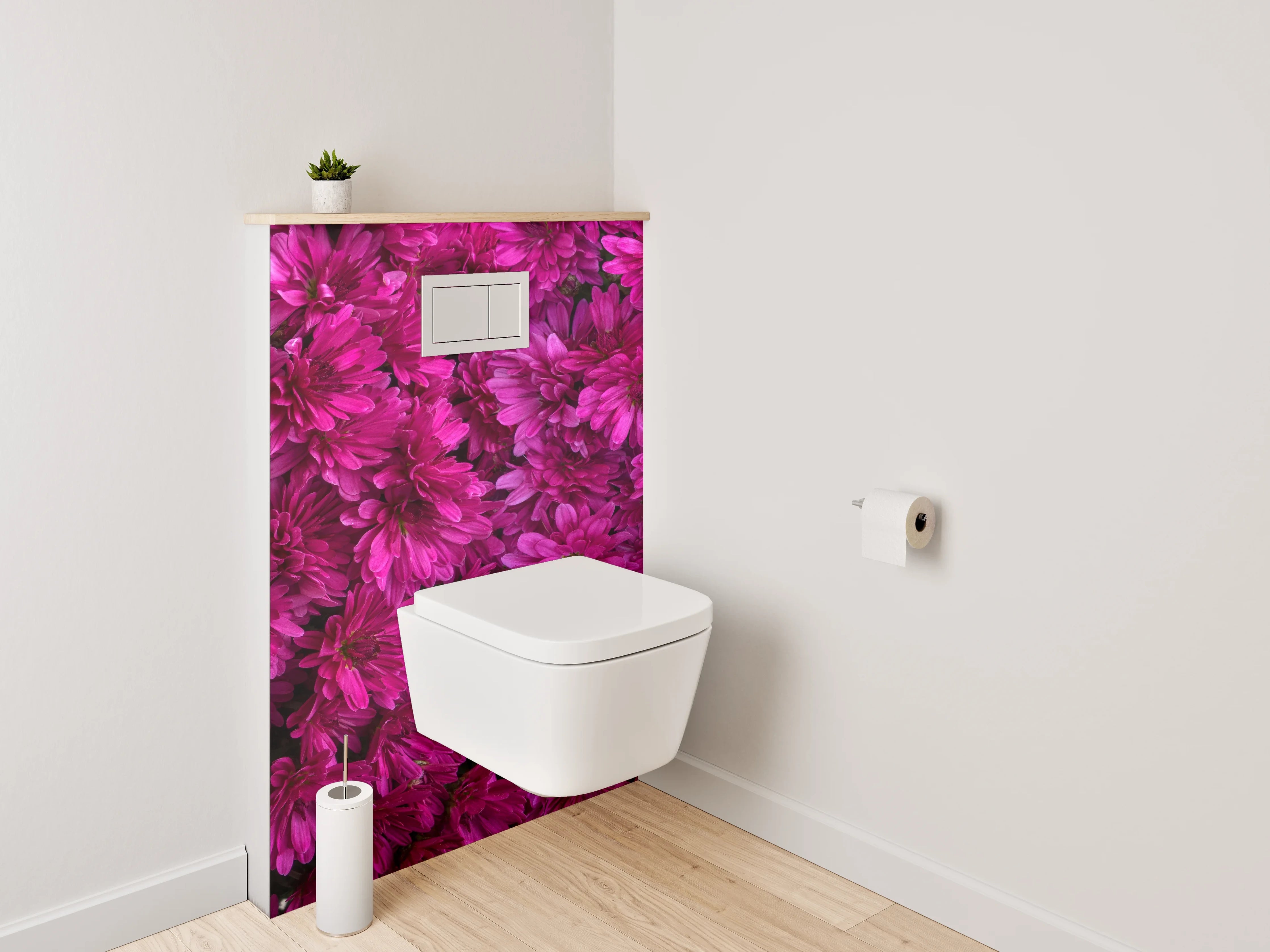 WC-Rückwand - Leuchtende pinke Blumenpracht