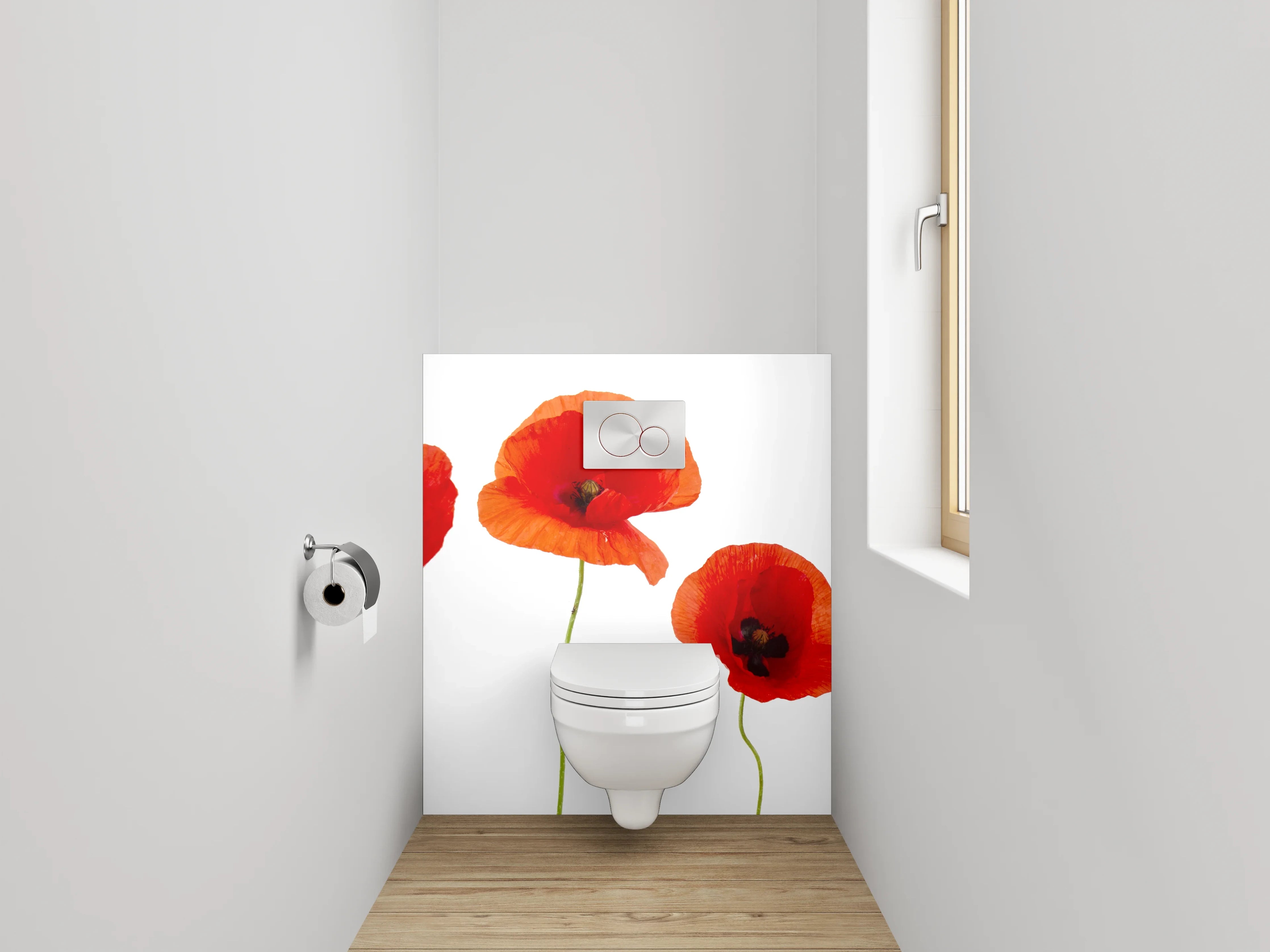 WC-Rückwand - Leuchtende rote Mohnblumen Fotodruck