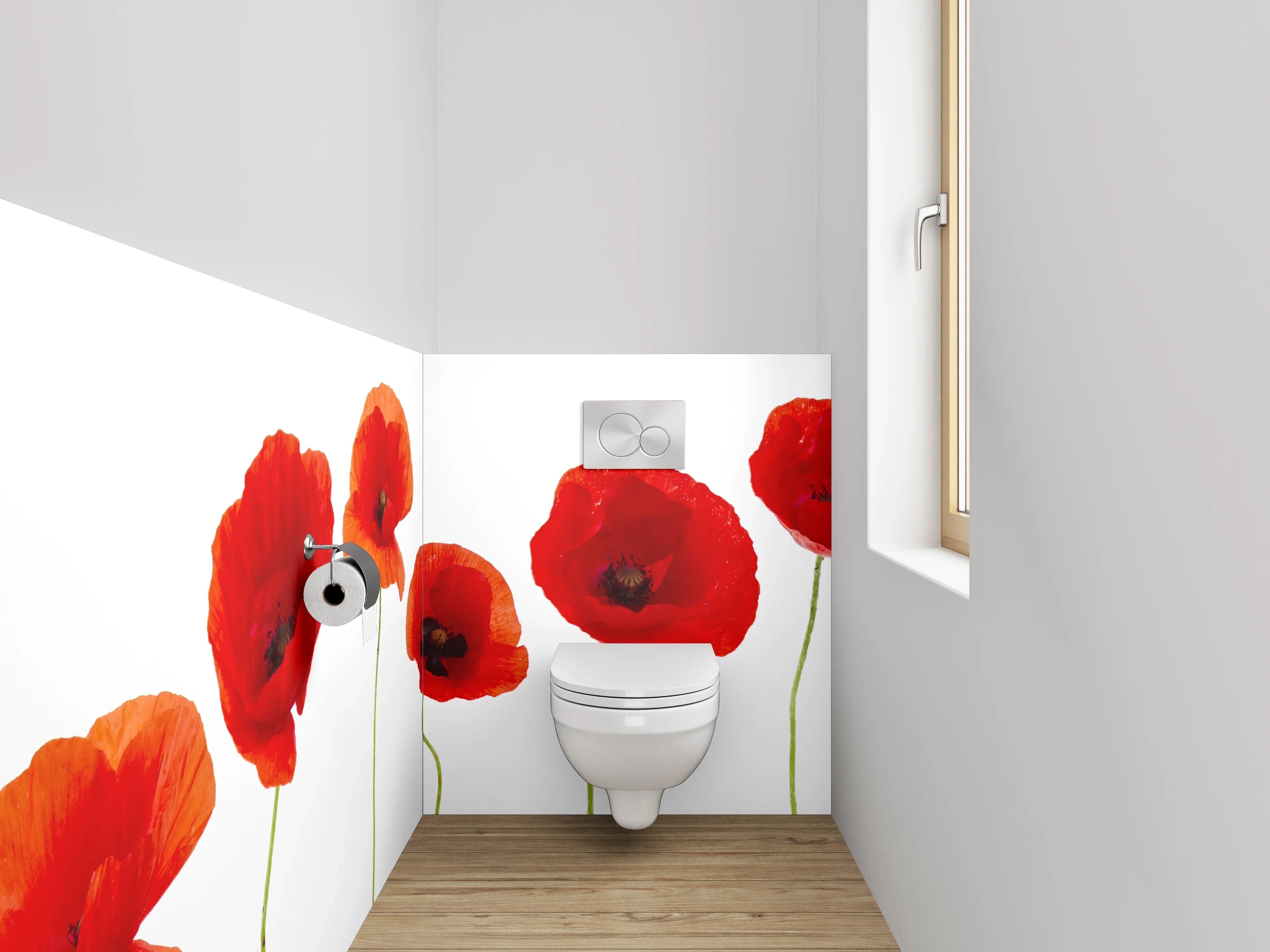 WC-Rückwand - Leuchtende rote Mohnblumen Fotodruck