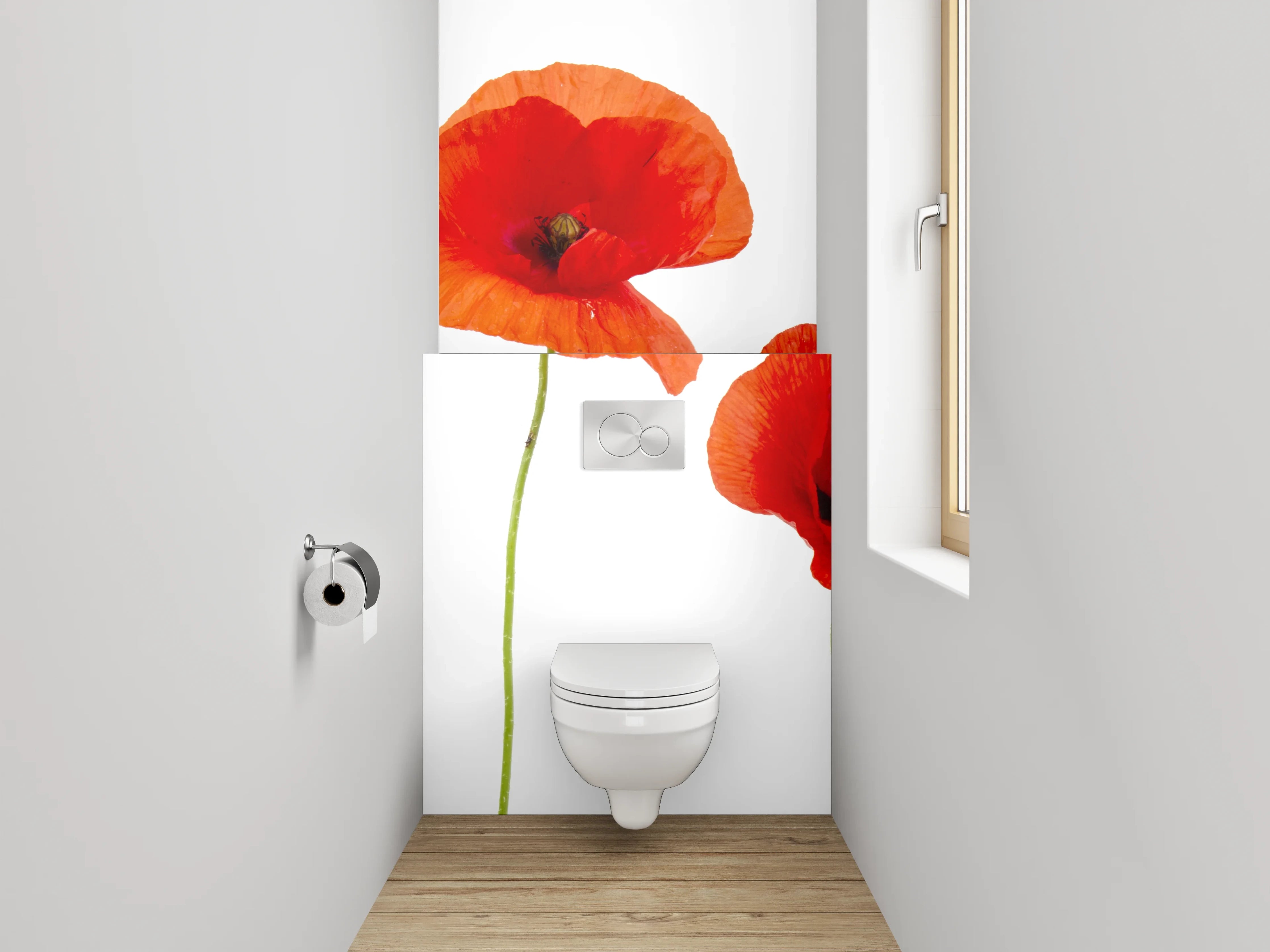 WC-Rückwand - Leuchtende rote Mohnblumen Fotodruck