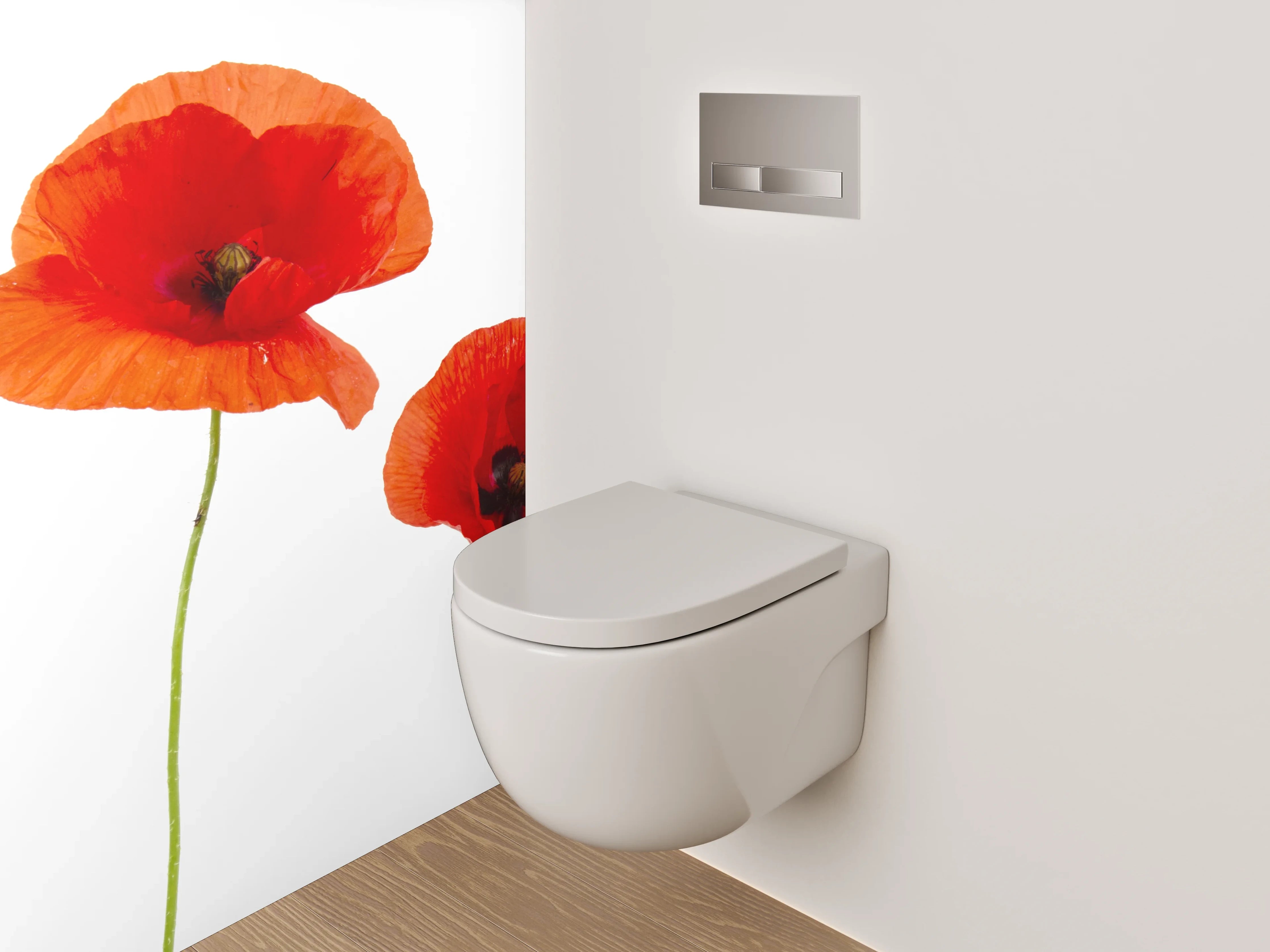 WC-Rückwand - Leuchtende rote Mohnblumen Fotodruck