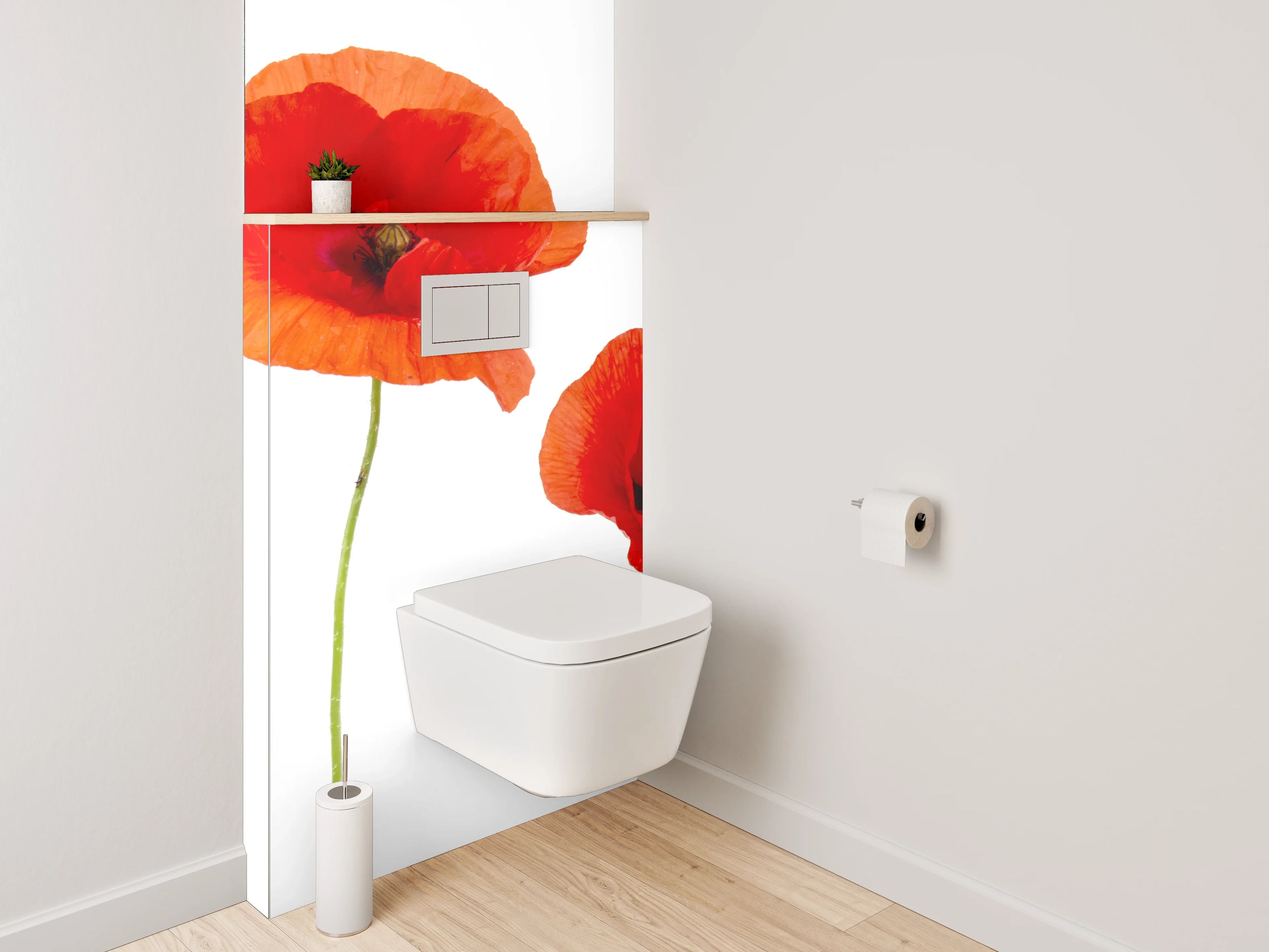 WC-Rückwand - Leuchtende rote Mohnblumen Fotodruck