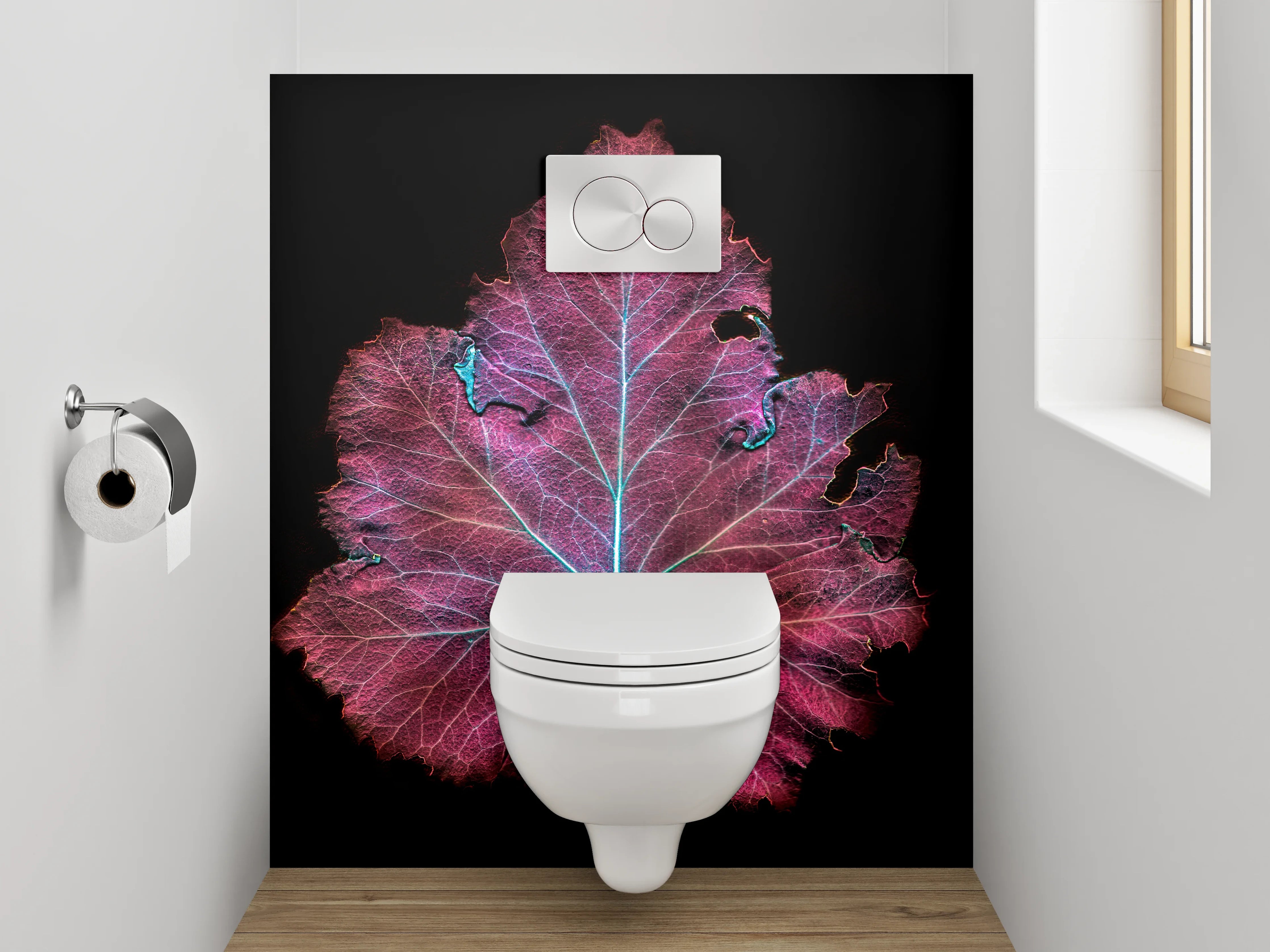 WC-Rückwand - Leuchtendes Blatt abstrakte Kunst