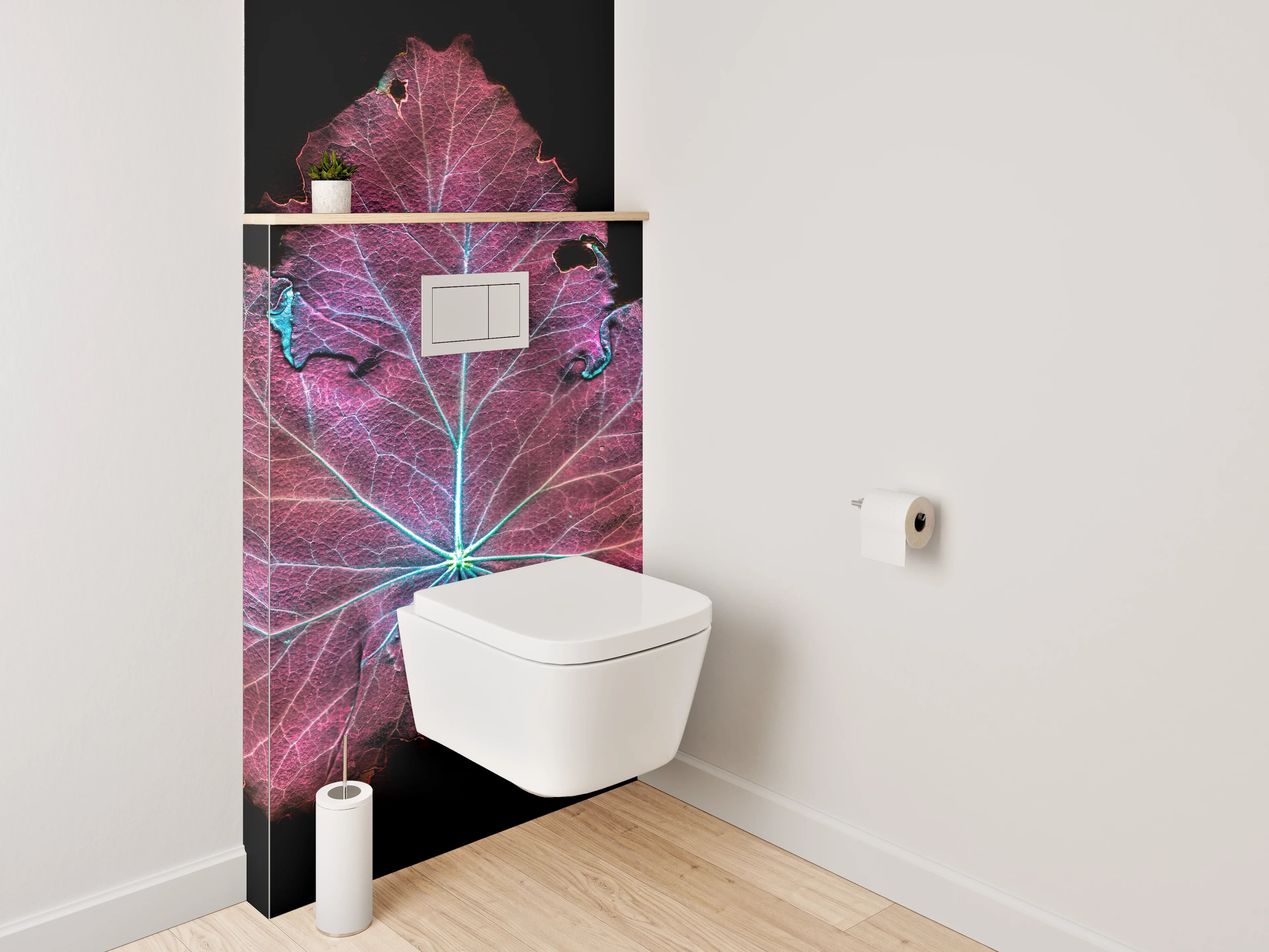 WC-Rückwand - Leuchtendes Blatt abstrakte Kunst