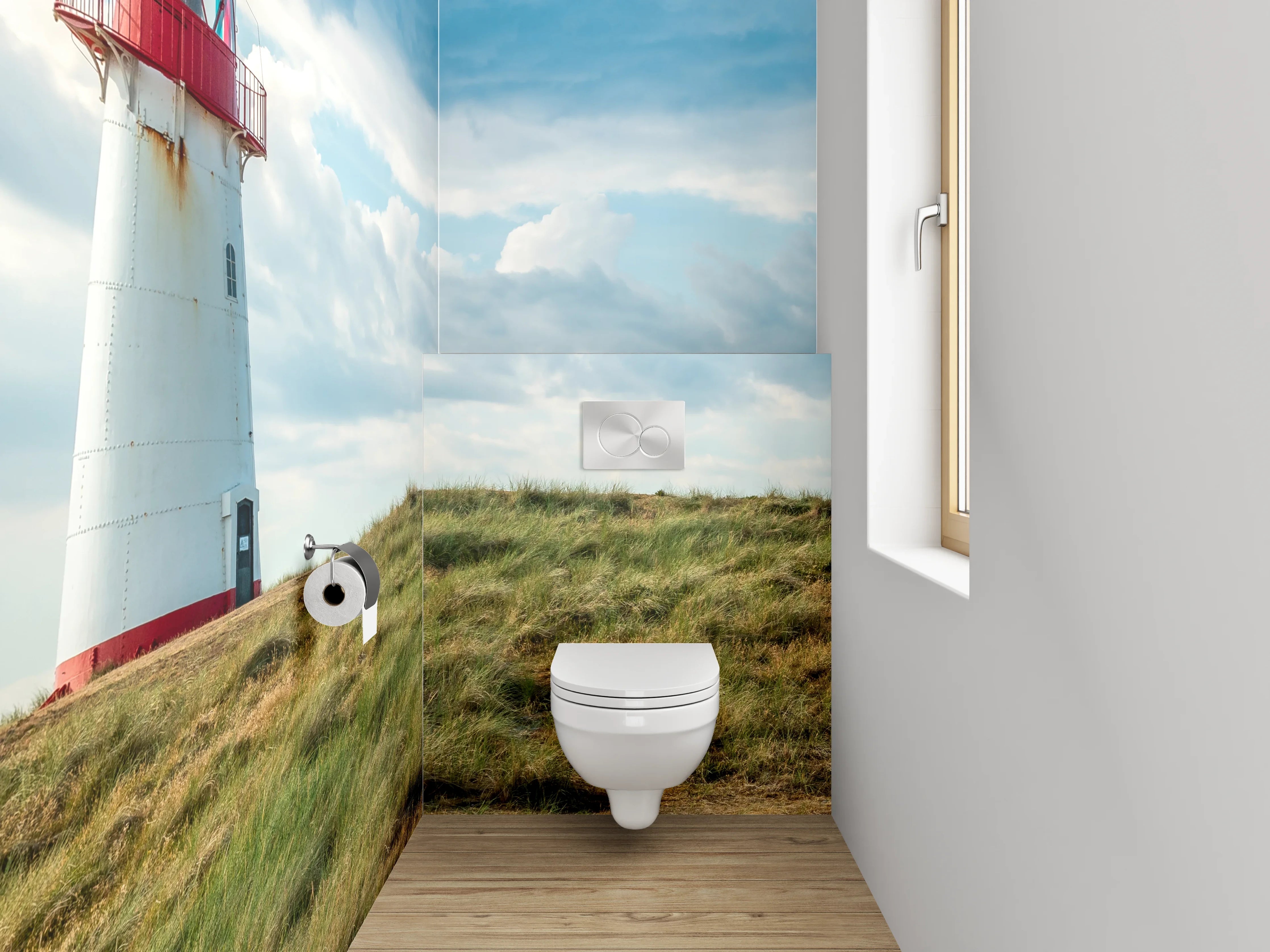 WC-Rückwand - Leuchtturm Küste Dünen Panorama
