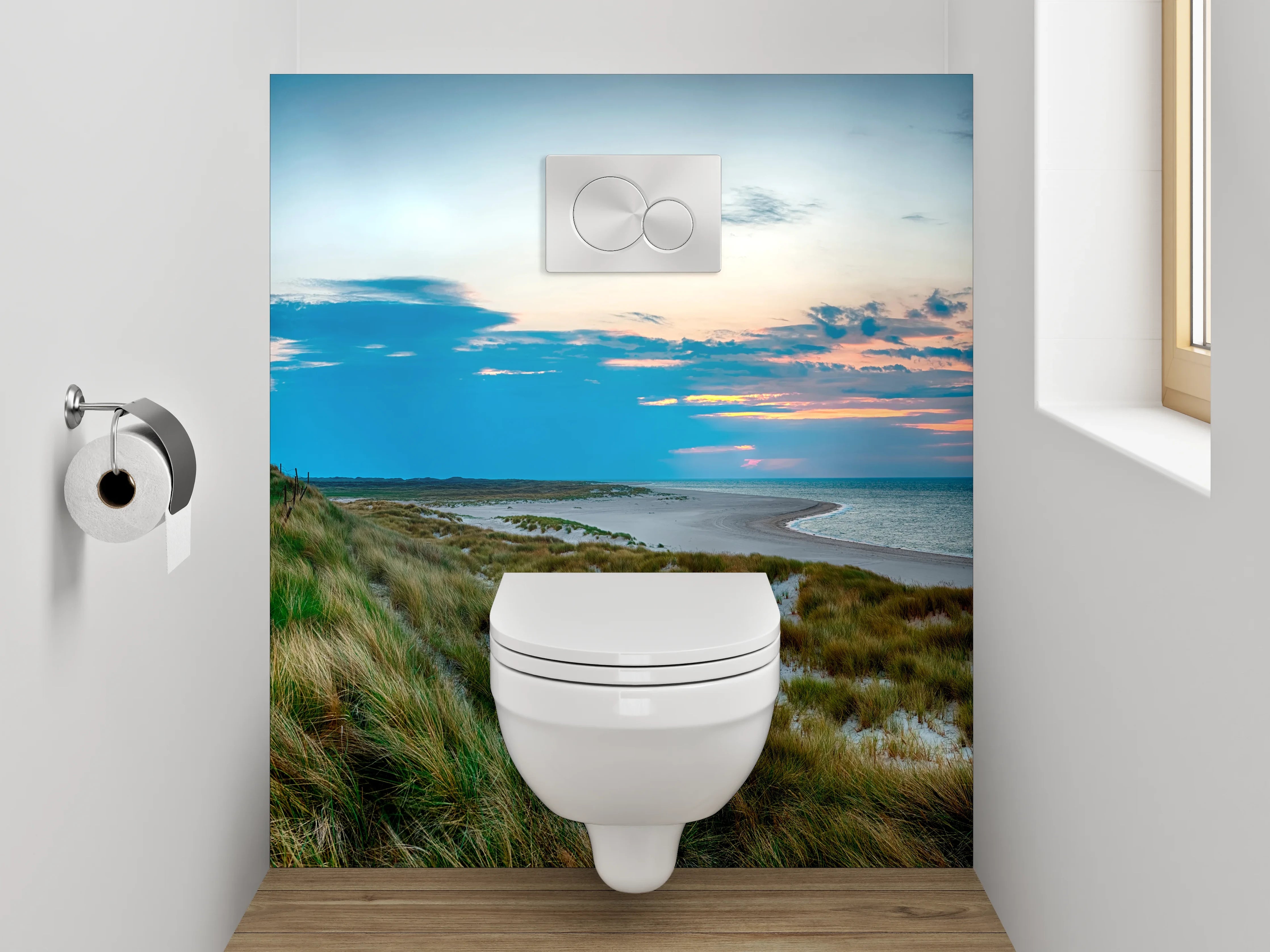 WC-Rückwand - Leuchtturm Panorama Nordsee Küstenlandschaft