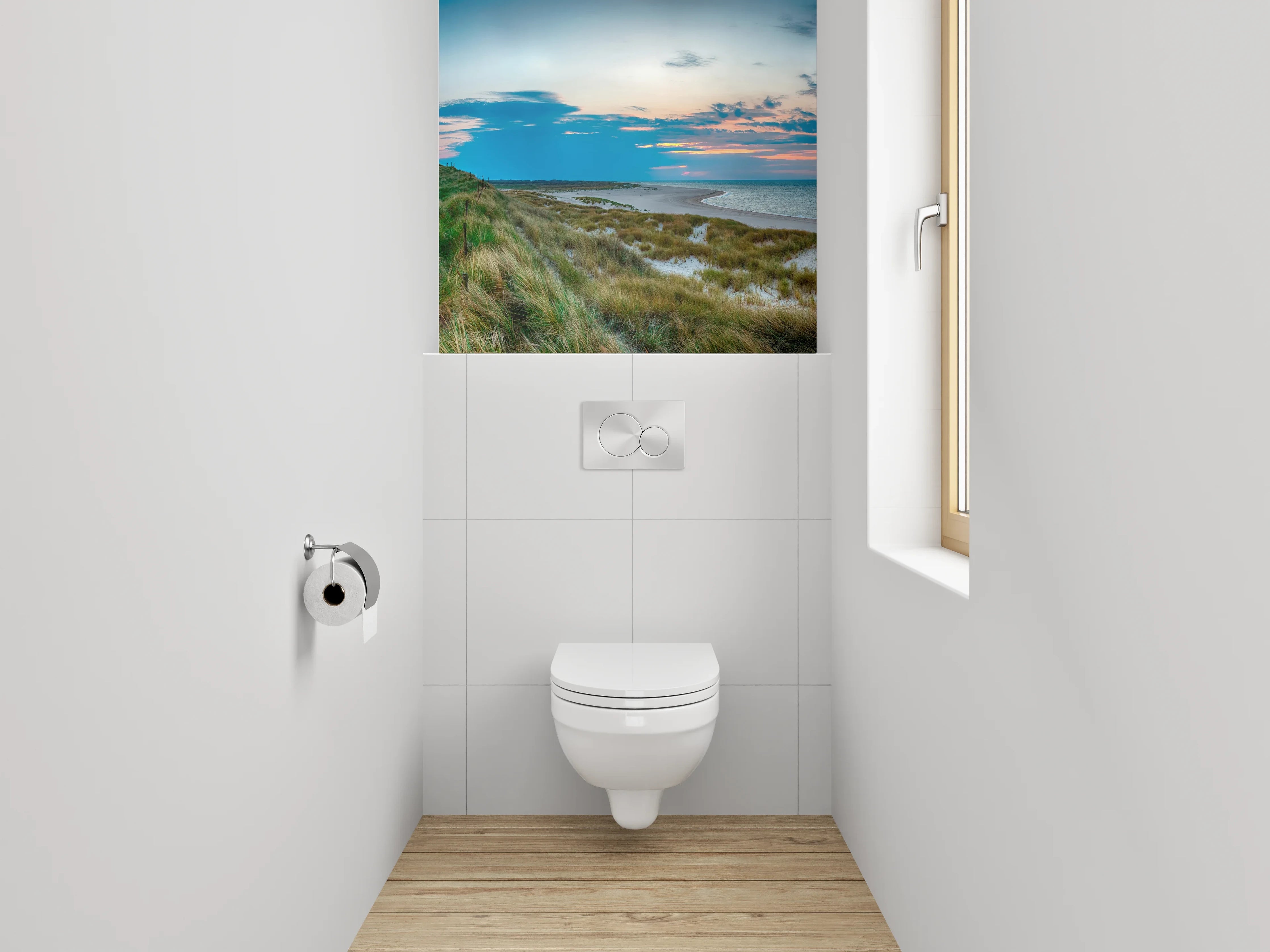 WC-Rückwand - Leuchtturm Panorama Nordsee Küstenlandschaft