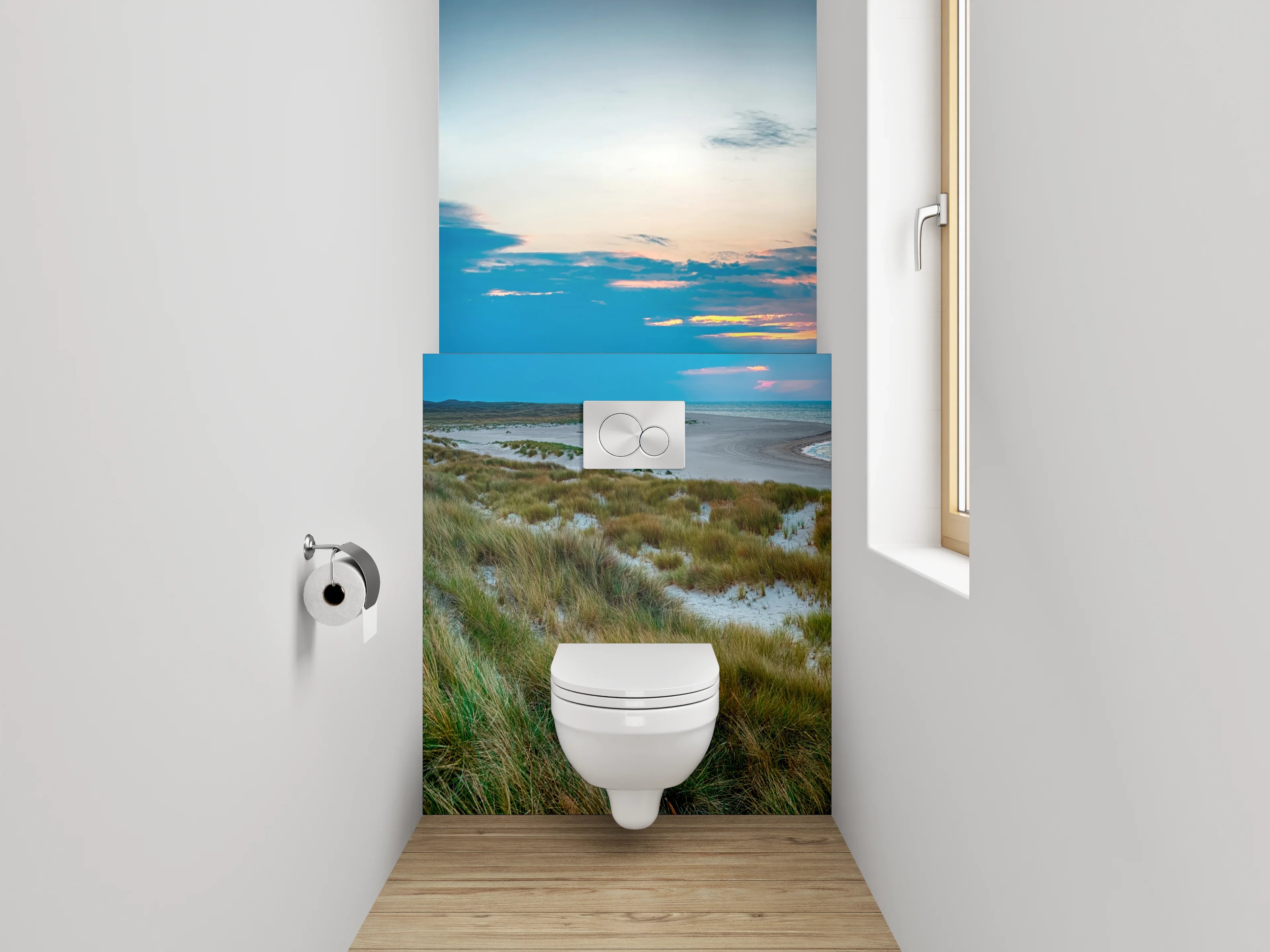 WC-Rückwand - Leuchtturm Panorama Nordsee Küstenlandschaft