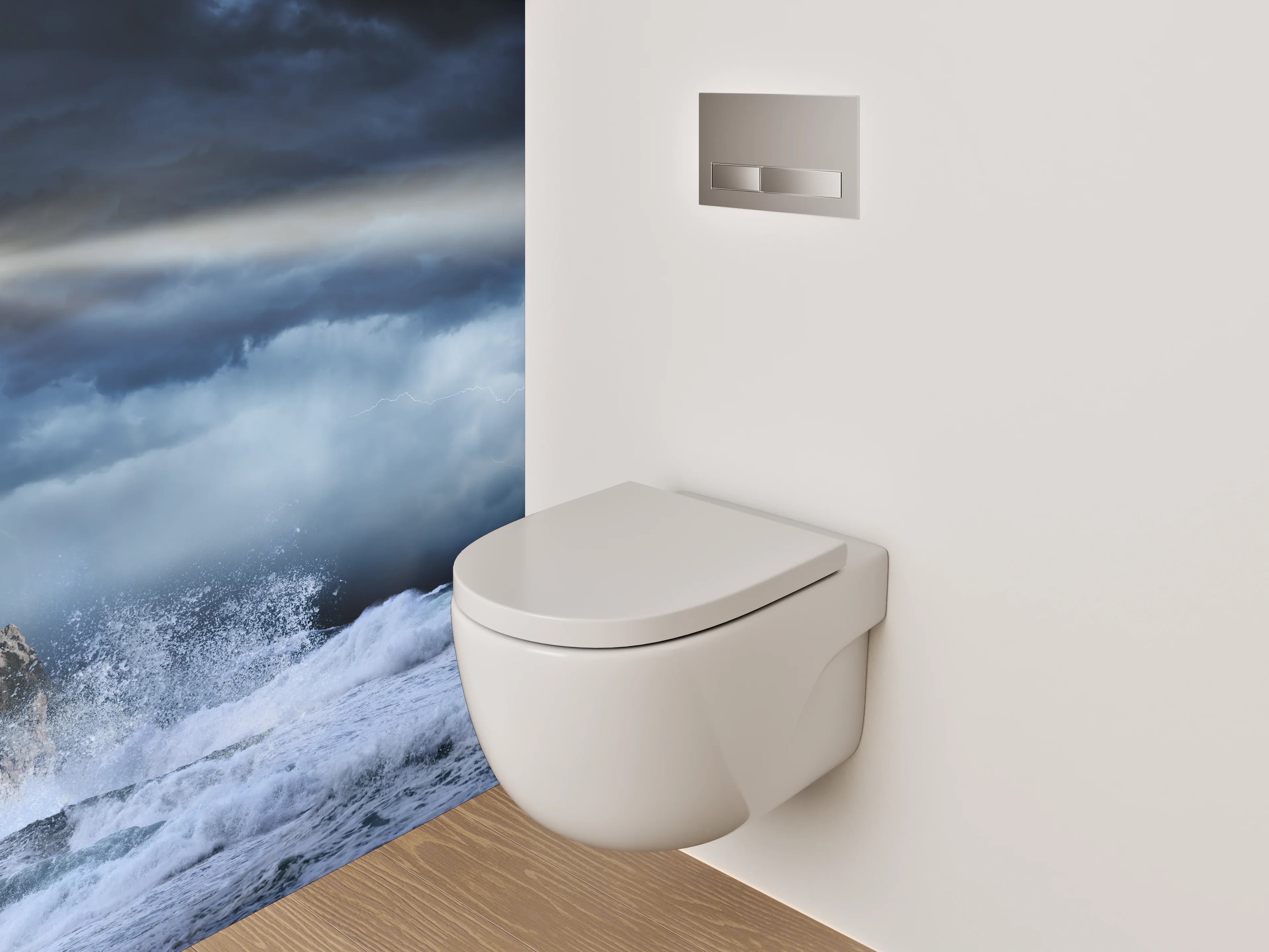 WC-Rückwand - Leuchtturm Sturm Küste Maritim Kunst